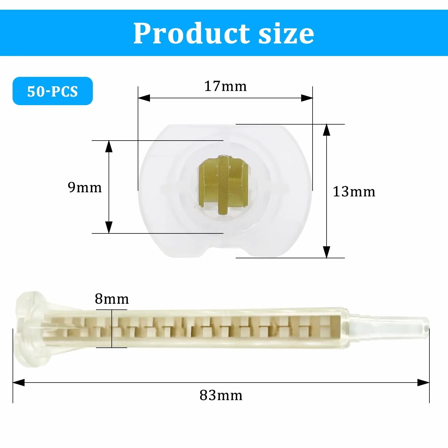 CONNECTION 50 Piezas Boquilla Mezcladora Bicomponente F6-16 Tubo de Mezcla de Pegamento Epoxi 2 Componentes 1:1 Boquillas Mezcladoras Estáticas Para Adhesivo Plástico Pistola De Pegamento AB (Dorado)