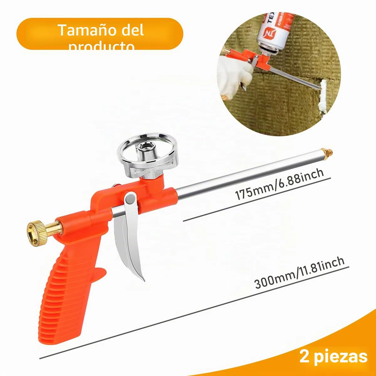 Pistola Espuma Poliuretano, Pistola de Espuma de Poliuretano PU Pistola Espuma de Poliuretano, Pistola Poliuretano para Trabajos de Calafateado y Sellado