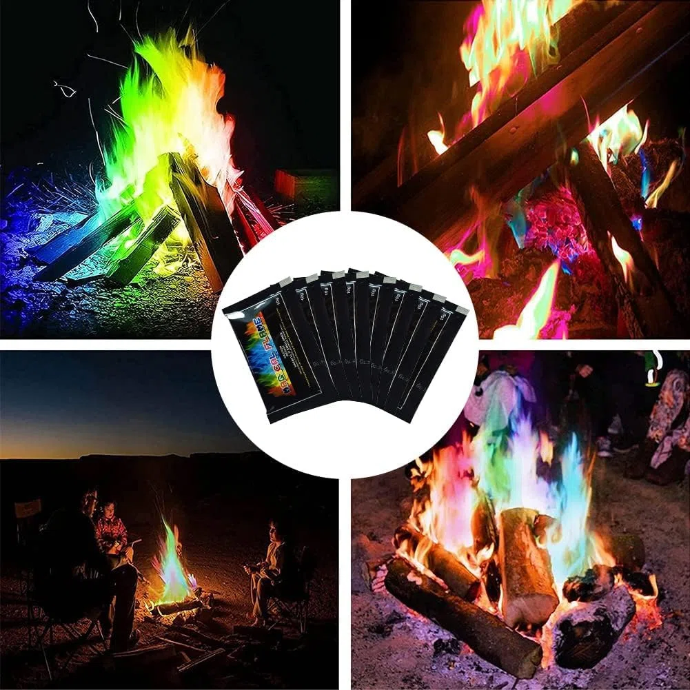 Rakiuty Polvo De Colores De Fuego, Polvo De Fuego De Color Llama, Es Adecuado para Combinar Halloween y Navidad, 80g