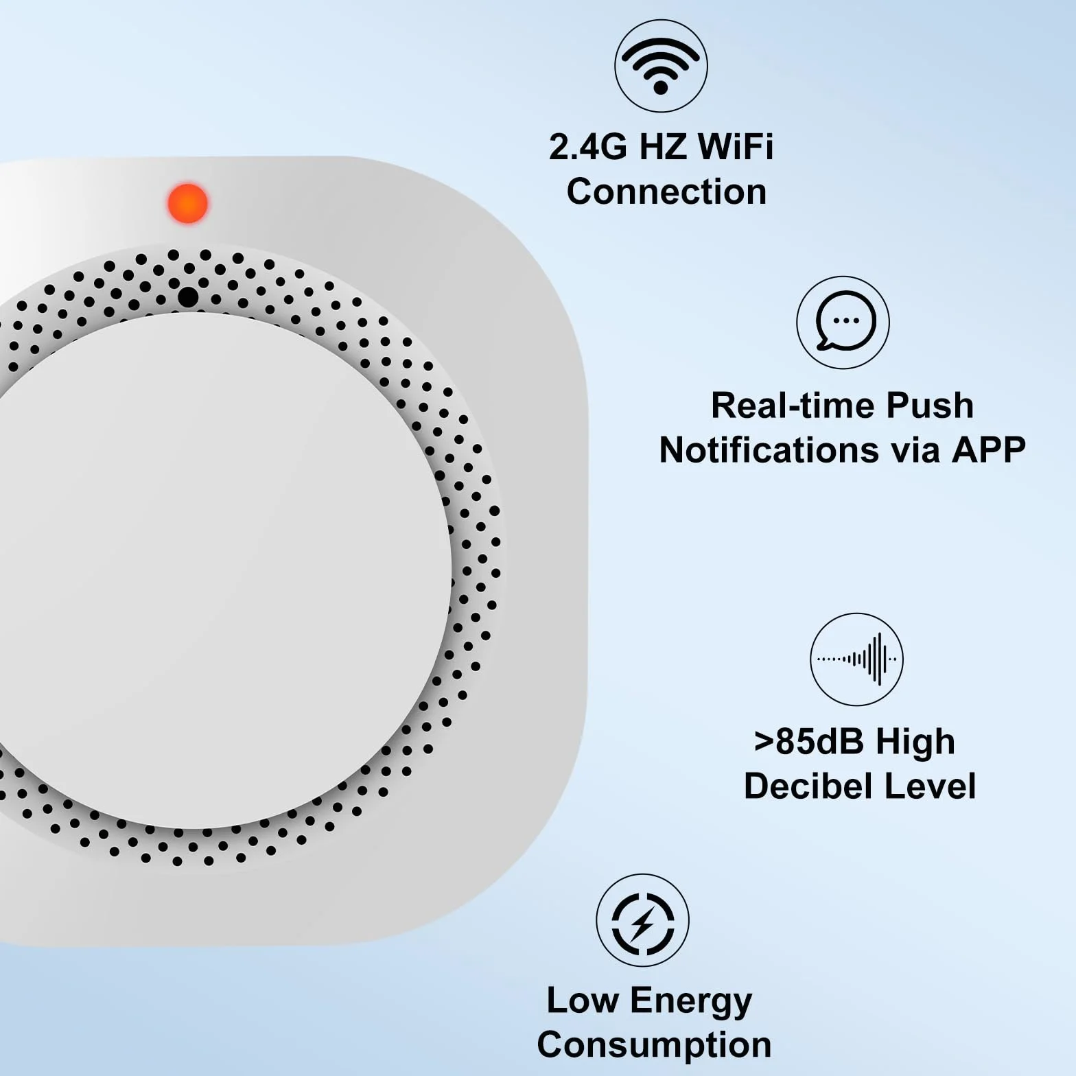 Detector de Humo Wi-Fi con Batería de 10 Años, App y Montaje Magnético, 1 Pieza