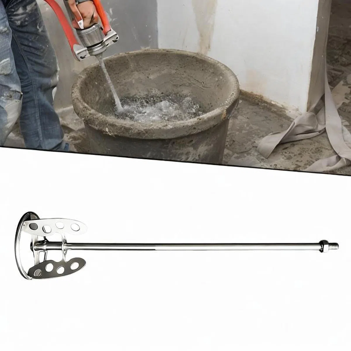 harayaa Varilla Mezcladora para Mezcladora de Cemento, Herramienta Mezcladora, Paleta de Pintura, Material de Acero Inoxidable, Fácil de Usar, Función de Mezc, M14