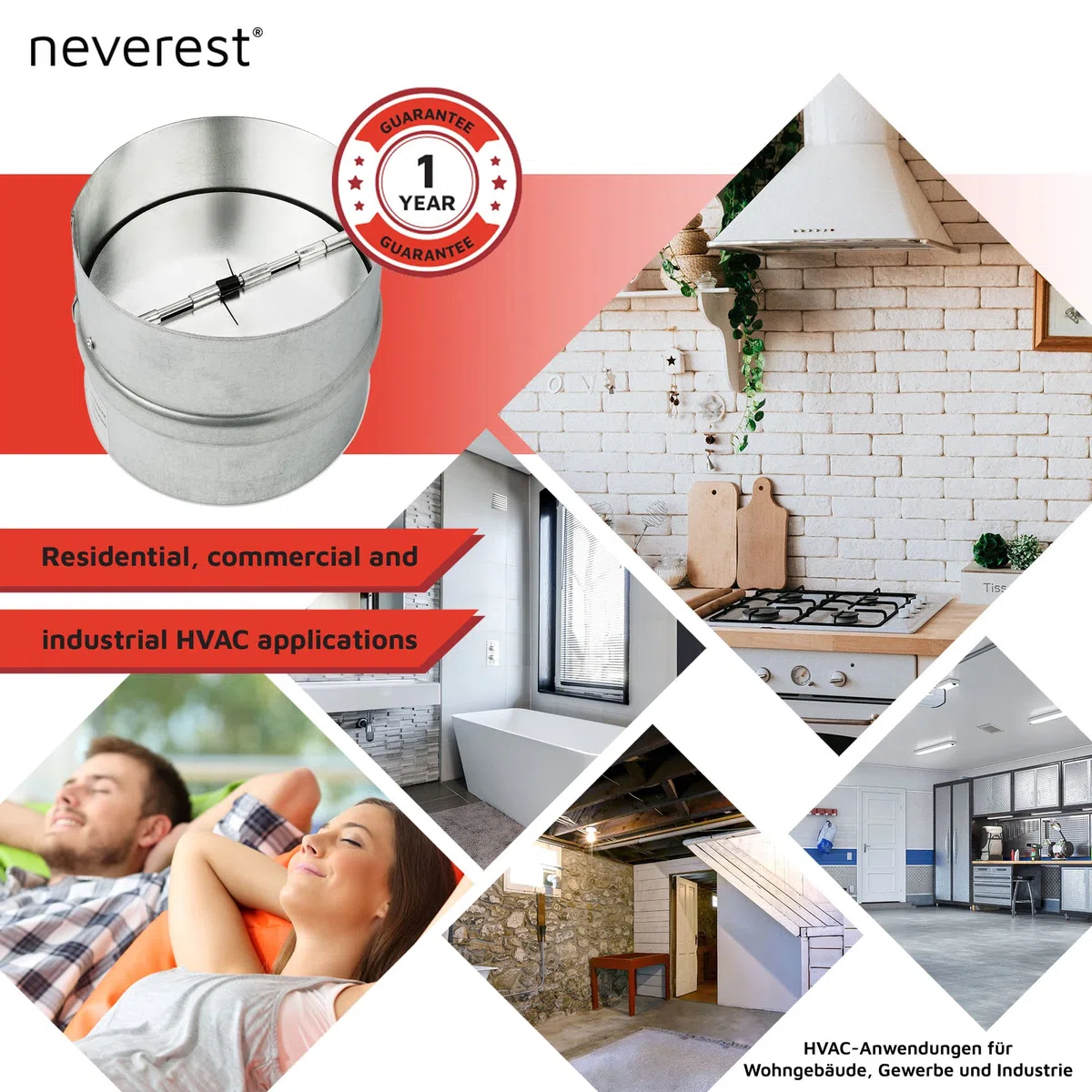neverest® RK 125 mm Tubo conector Válvula Obturador Sellado de Caucho en Línea