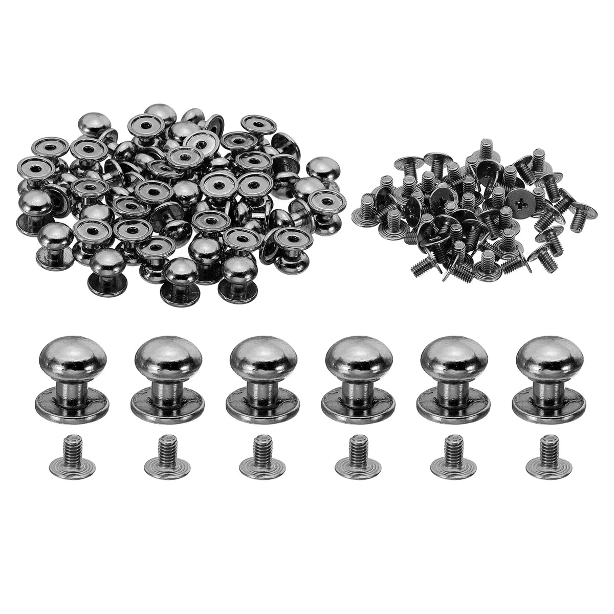 PATIKIL 10mm Tachuelas para Ropa, 50 Juegos de Tachuelas y Puntas Remaches de Cuero Conos Puntas Botón Cabeza Tornillo de Metal Postes para Manualidades de Cuero, Negro