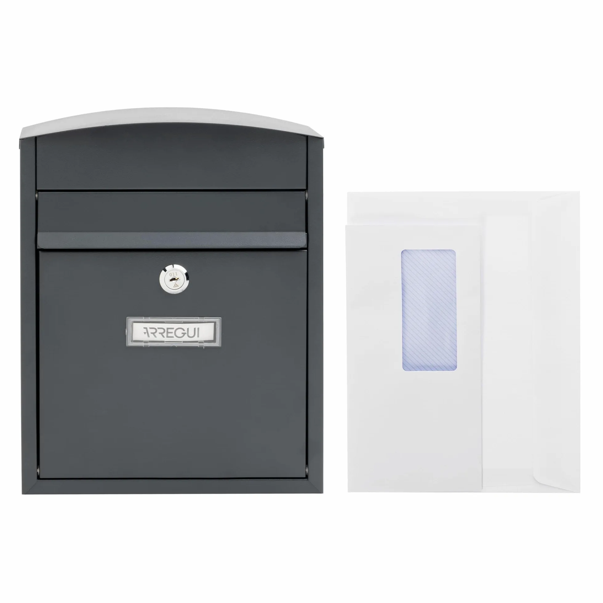 ARREGUI Compact E5735 Buzón Exterior de Acero Tamaño S (Correo DIN A5) | Buzón de Pared Pequeño | Buzón de Correo Individual | Antilluvia | Fácil de Instalar | Antracita