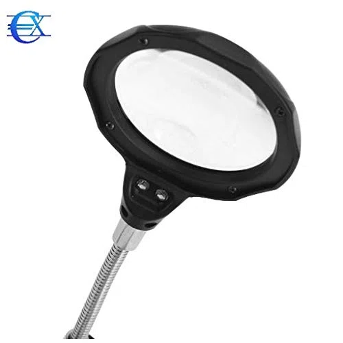EUROXANTY- Lupa con Luz LED 12X 3.5x Soporte Con 2 Pinzas De Cocodrilo Para La Electrónica De Soldadura Negro