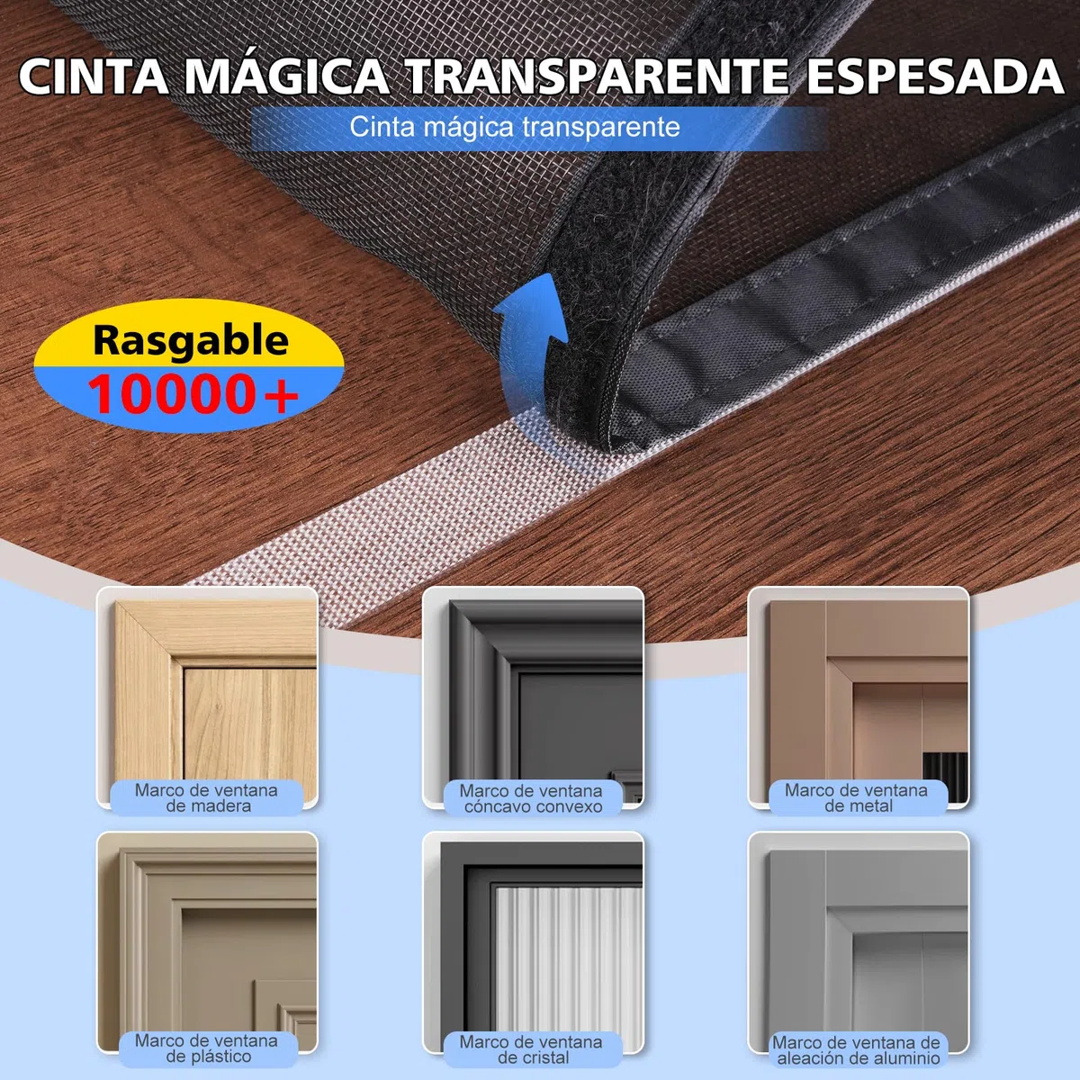Mosquitera adhesiva con cremallera| 110x120 cm | Cierre de gancho y bucle translúcido| PP transpirable, reutilizable, reutilizable| Negro+múltiples tamaños