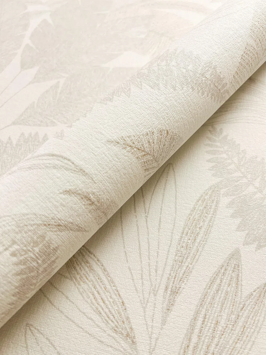 NEWROOM Papel pintado Crema Selva Tejido no Tejido - Moderno Beige Planta Hojas Tropical