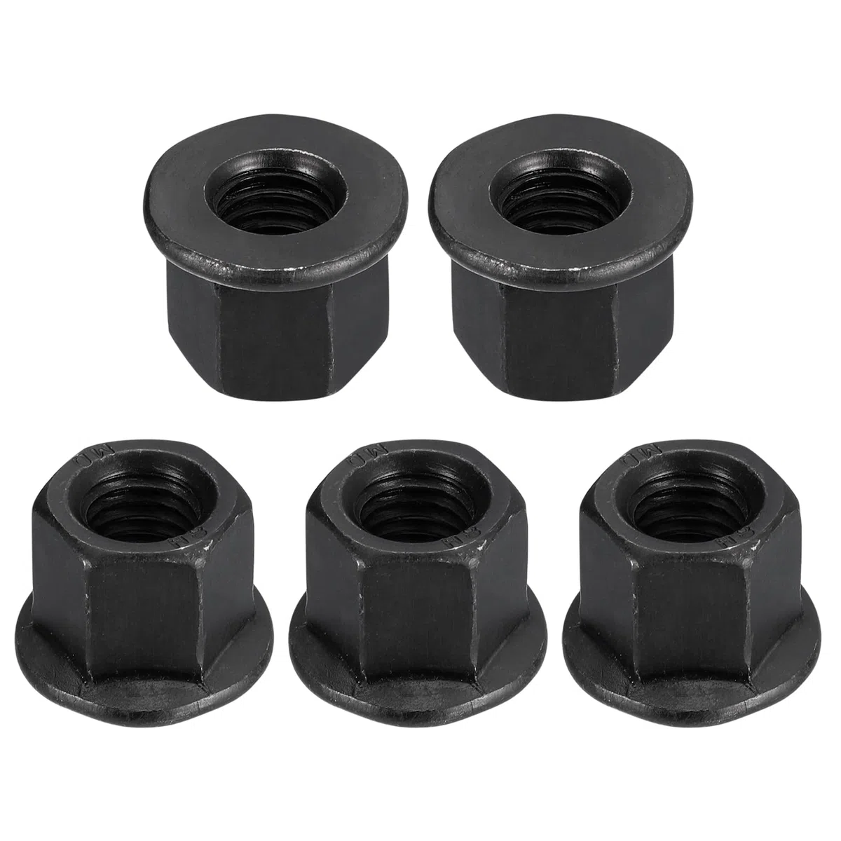 QUARKZMAN M12 Brida Hex Bloqueo Tuercas, 5uds Grado 10.9 Carbono Acero Negro Óxido Acabado Hex Brida Tuercas para Maquinaria