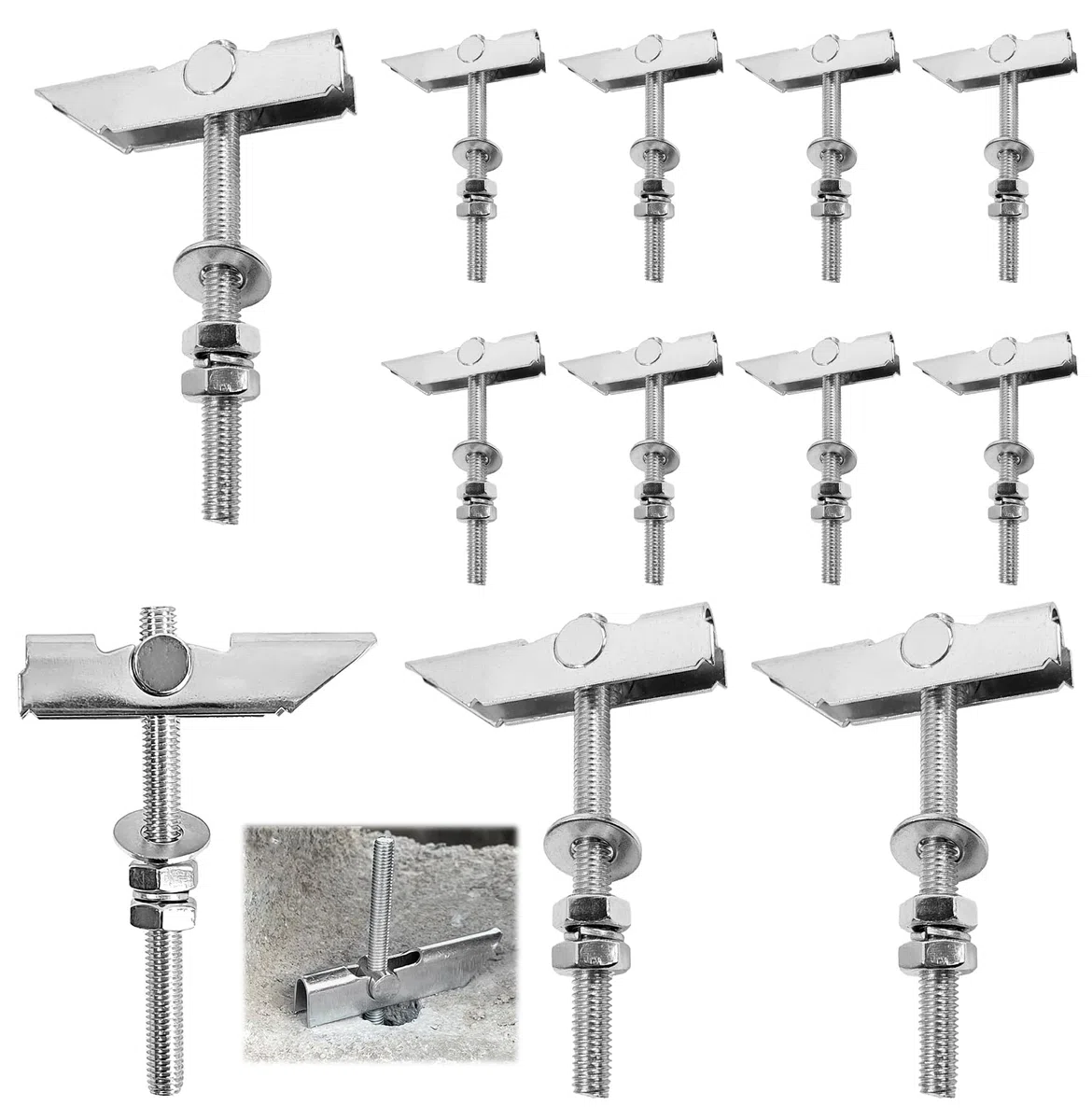 12 Piezas Tacos Pladur Gran Peso, M8x100mm Tacos Tornillos para Pladur, Fabricado en Acero al Carbono Galvanizado,Ganchos de Techo, Gancho Techoa para Paredes y Techos