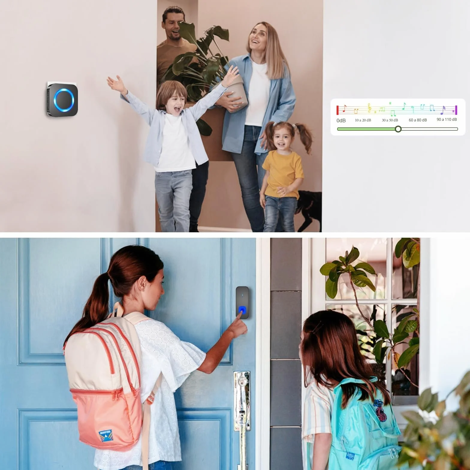 SURFOU Timbre Inalámbrico Exterior Impermeable, Kit Doorbell Puerta para Casa 400M de Alcance Doorbell con 55 Melodías, 5 Niveles de Volumen, Indicador LED, Fácil Instalación para Hogar, Negro