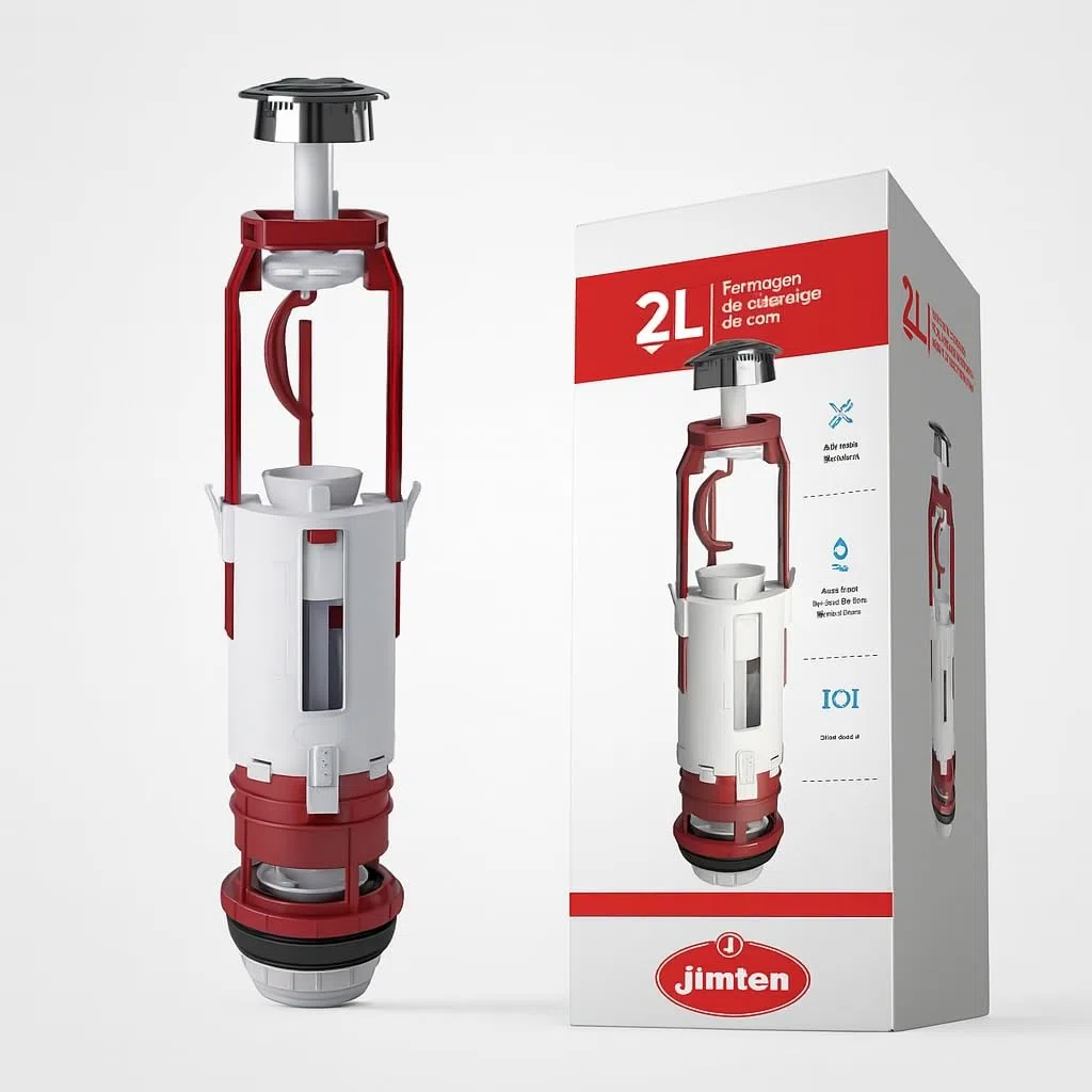 Jimten - Mecanismo Universal de Descarga WC Doble Pulsador S-584| Ahorro de Agua 3/6 L | Compatible con Cisternas Roca, Gala, etc. | Fácil Instalación y Altura Regulable