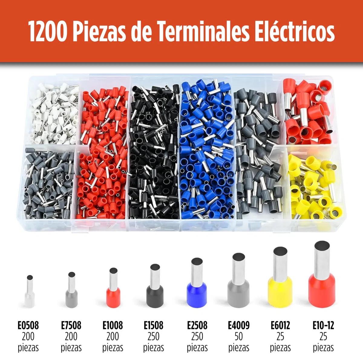 Crimpadora profesional 0.25-10mm² de 1200 terminales electricos con Prensa para Punteras huecas y Terminales de Cables - Juego Completo de Terminales Eléctricos Incluidos – Kit Electricista