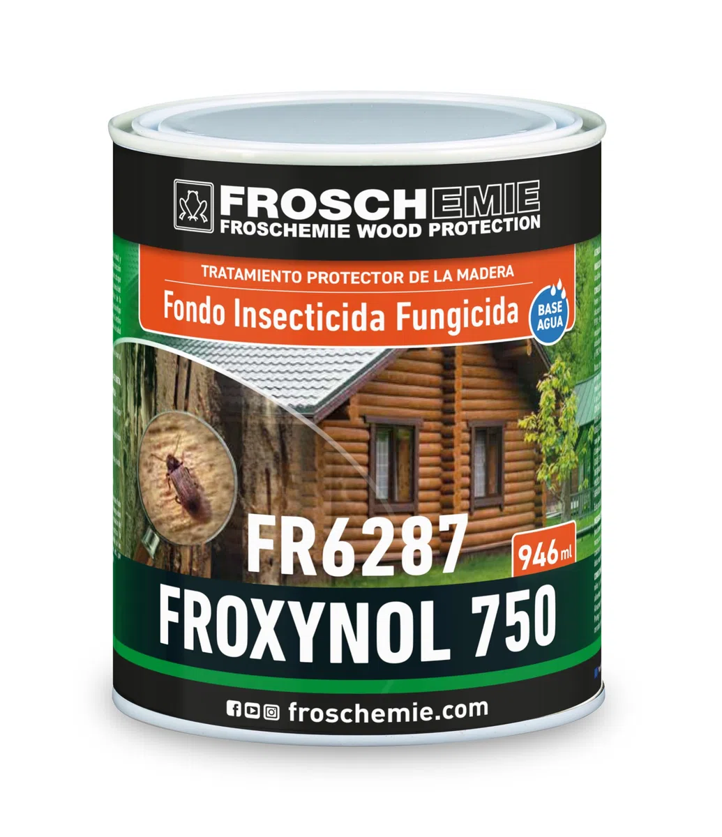 FROXYNOL 750 Fondo Impregnante Protector Preventivo para Madera contra Insectos, Carcoma y Hongos | Base Acuosa | Uso Interior y Exterior | Poro Abierto | Tratamiento para Madera (1 Litro)