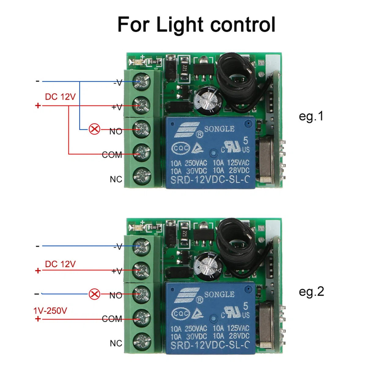 Transmisor y receptor de 433 MHz, Smart Home 12 V 1 CH interruptor remoto inalámbrico relé universal módulos de interruptor de control remoto y transmisor RF controles remotos