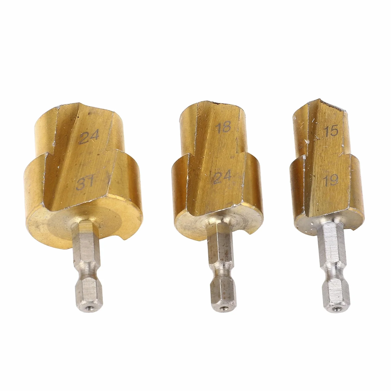 3 Brocas Escariadoras para Tubos de 19 Mm 24 Mm 31 Mm PPR PVC Acero Alto Carbono Vástago Hexagonal Compatible con Taladros