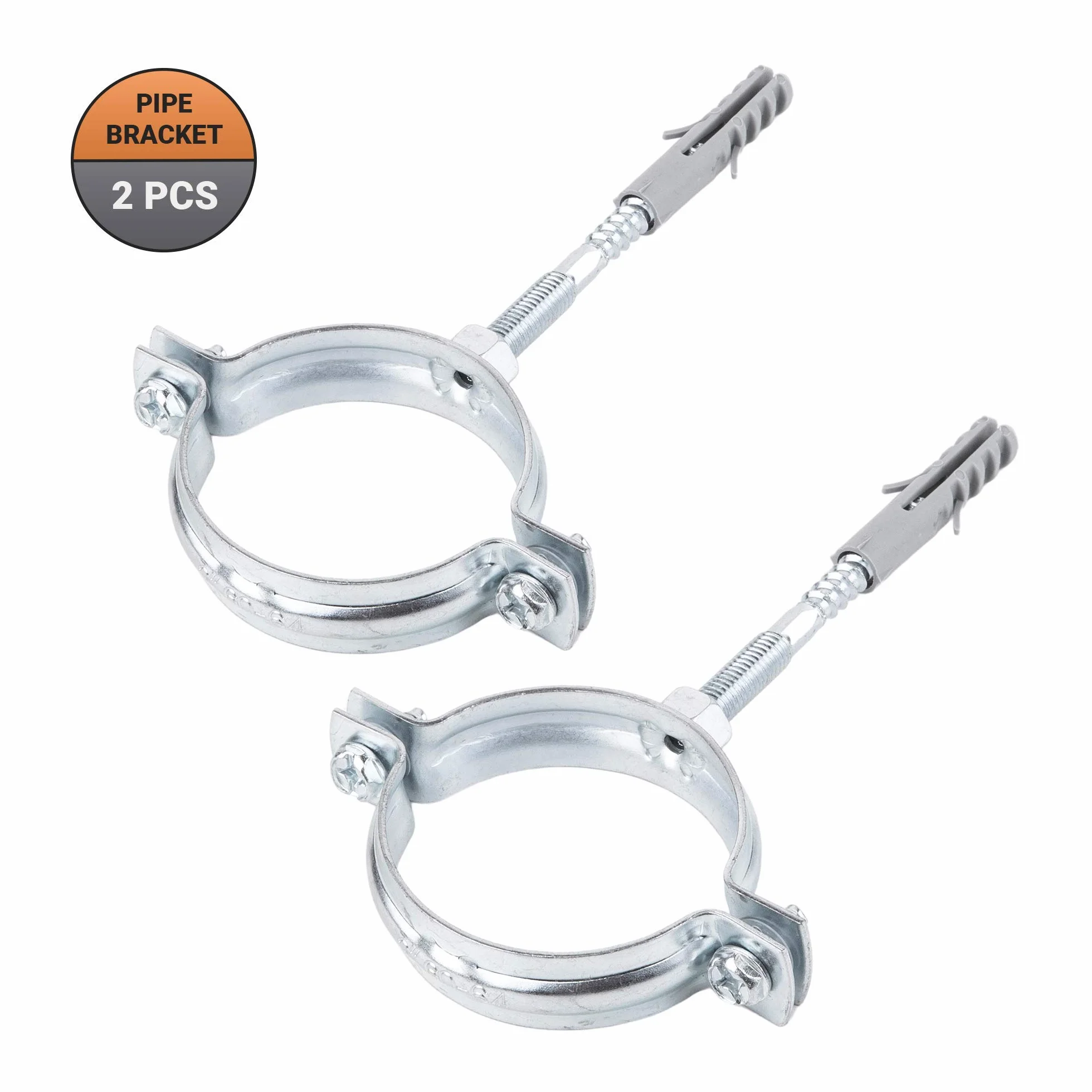 (Paquete de 2 uds.) Soportes metálicos para tubos Clips Abrazaderas para tubos Ø 60-64 mm (2)