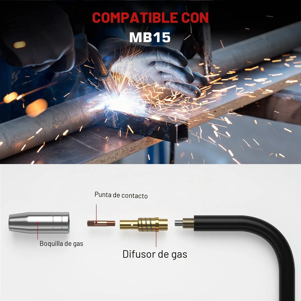 ARCCAPTAIN Kit de accesorios para pistola de soldadura Mig de 0,8mm pulgadas para pistola MIG MB15