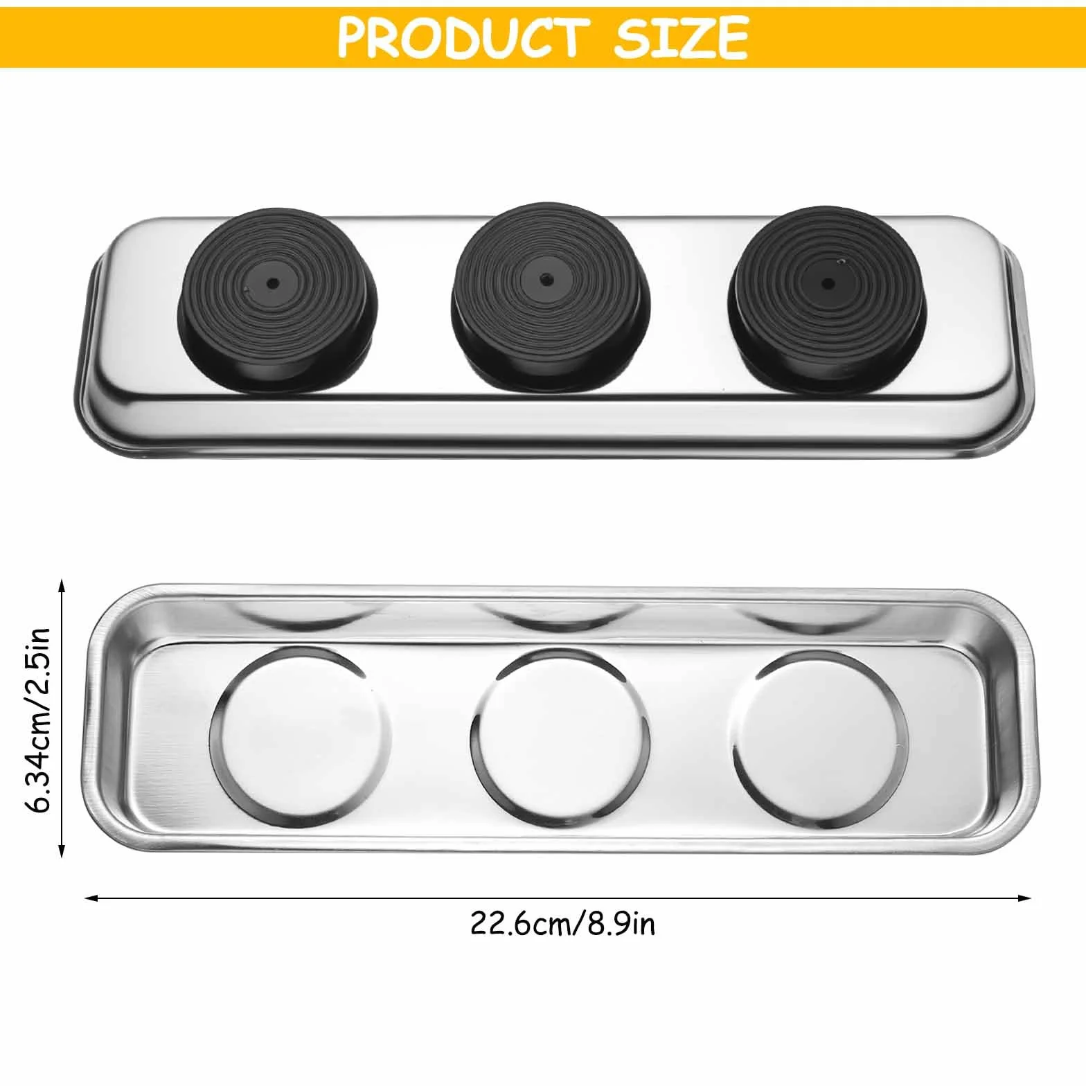 3 Pcs Bandejas Magnéticas para Tuercas y Tornillos, Bandeja Magnética de Acero Inoxidable para Piezas Herramientas Taller Mecanico Herramientas Metálicas (22,6 x 6,5 cm)