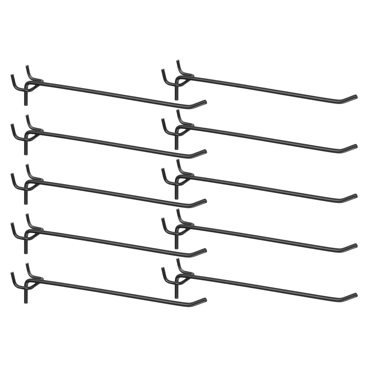 QUARKZMAN 10 Piezas Ganchos Para Estantería De Tablero Perforado 8" Acero Inoxidable Ganchos Para Exhibición Colgantes Para Organizar Herramientas En Taller Garaje Cocina Tienda Negro