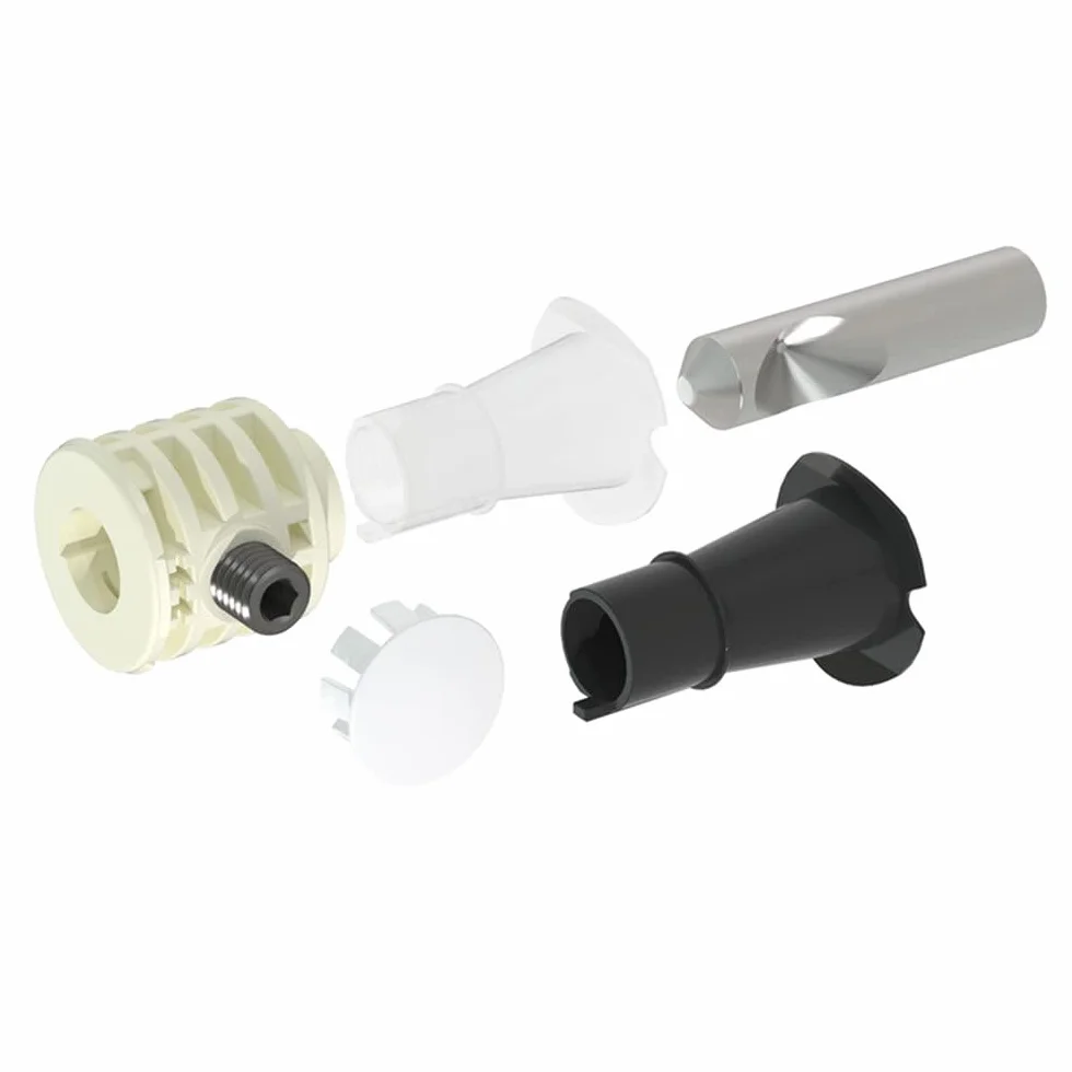 Fischer 9 B, WB 9B, fijación oculta para WC y bidé, con acceso desde abajo, 2 dispositivos wb9 b con tubo, blanco, 2 embudos negros, 2 tubos sin tipo, 34-47