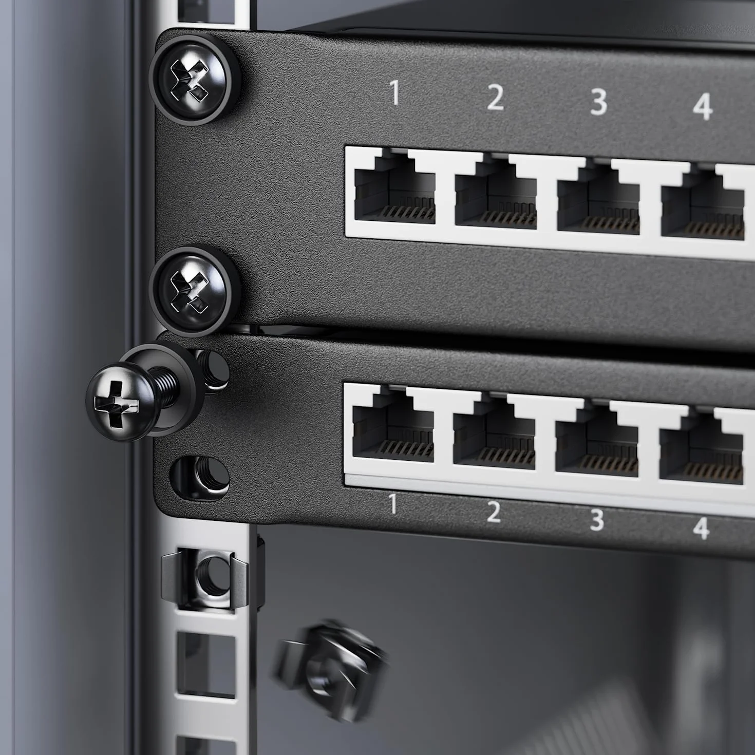 deleyCON [100er Set] M6 Tuercas Jaula & Tornillos para Armarios Red 10 Pulgadas 19 Pulgadas Racks IT, Kit Montaje para Rack Servidor Patchpanel Carcasa Técnica Eventos - Negro