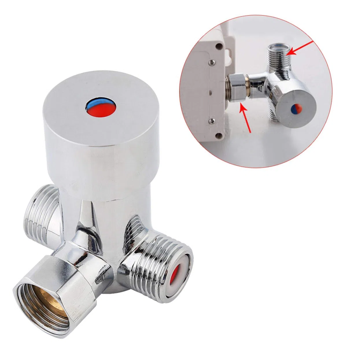 Válvula mezcladora de agua fría y caliente G1/2 mieszacz do wody válvula mezcladora termostática automática con válvulas de retención, 20 m³/h para tuberías Wasserhahn Ventile