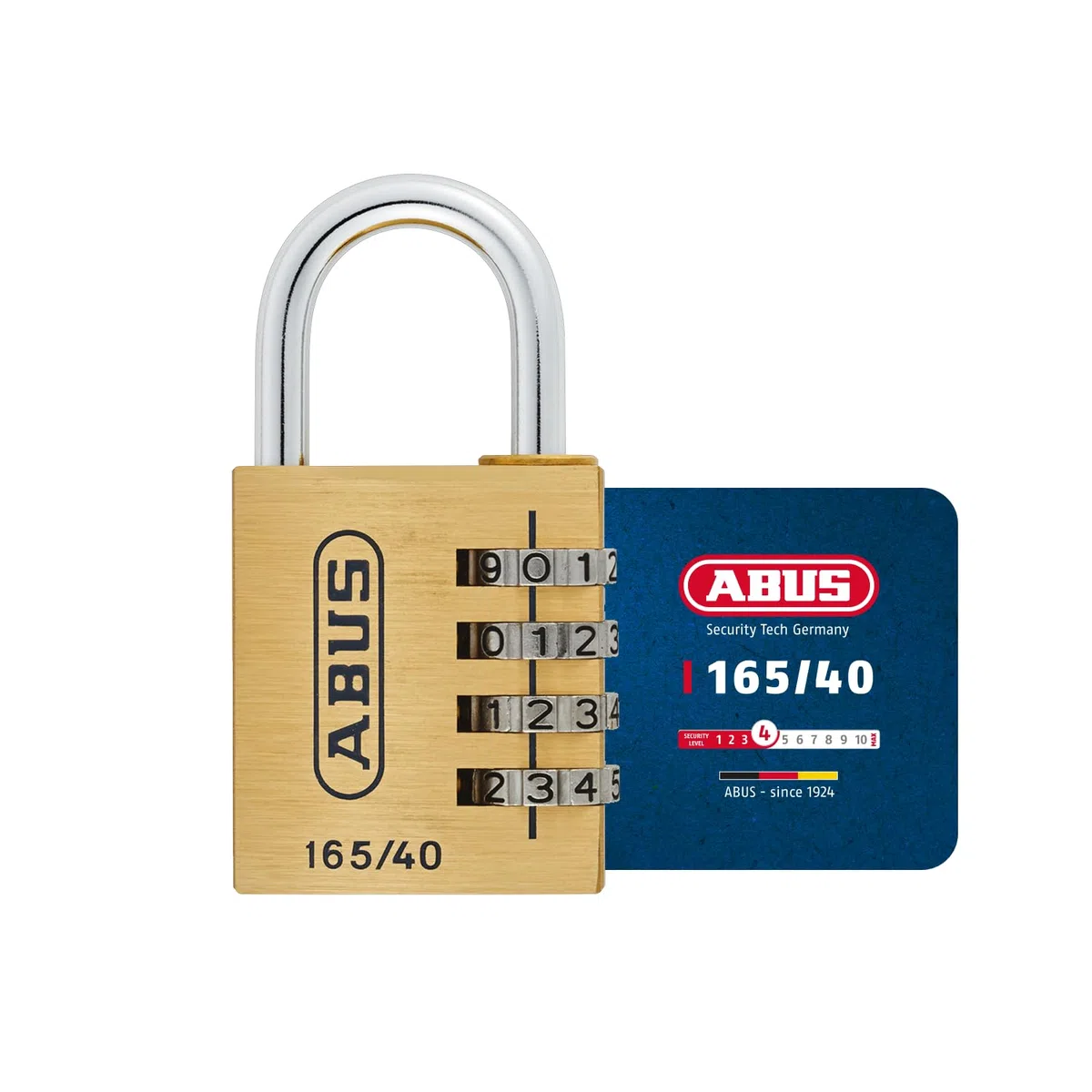 ABUS Candado de combinación 165/40 - candado de latón - con código numérico personalizable - candado para maletas y taquillas - nivel de seguridad ABUS 4