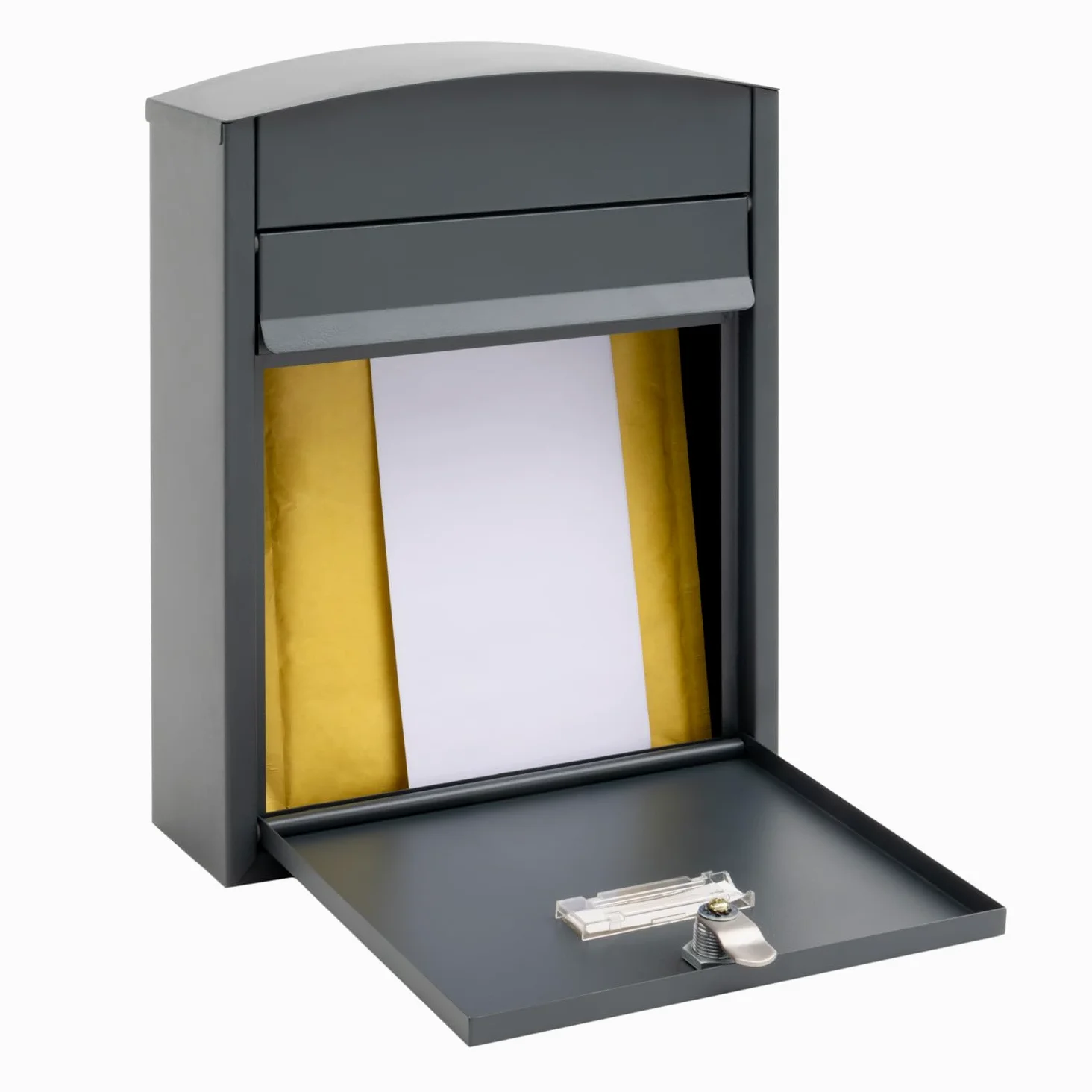 ARREGUI Compact E5735 Buzón Exterior de Acero Tamaño S (Correo DIN A5) | Buzón de Pared Pequeño | Buzón de Correo Individual | Antilluvia | Fácil de Instalar | Antracita