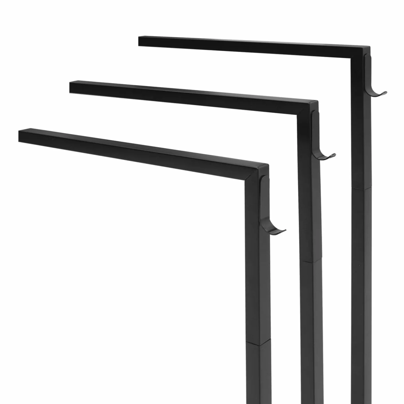 IDMarket - Toallero de pie con 3 barras laterales Dallas, de metal negro, diseño industrial