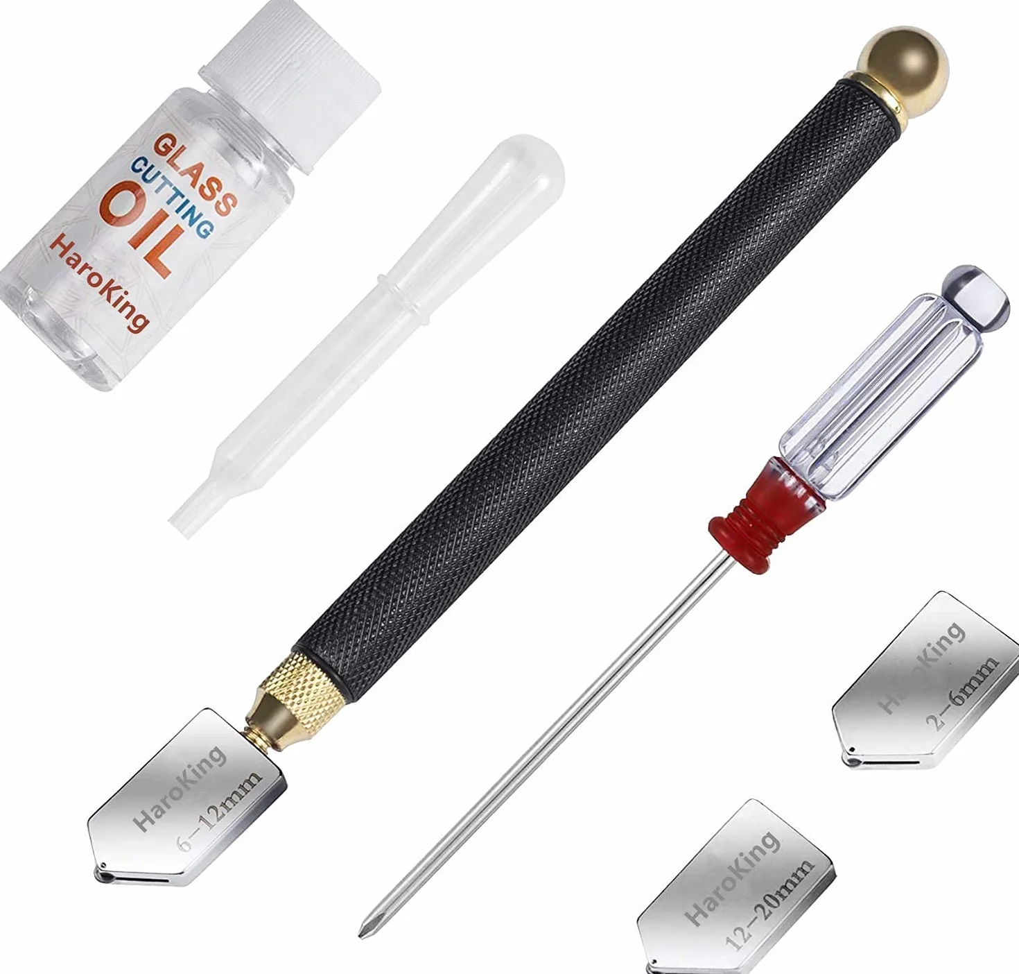 Cortador de Vidrio con Aceite de Corte, Cabezal de Corte de 2 mm-20 mm, Herramienta de Corte de Vidrio Con Punta de Carburo para Mosaico de Vidrio Grueso y Azulejos