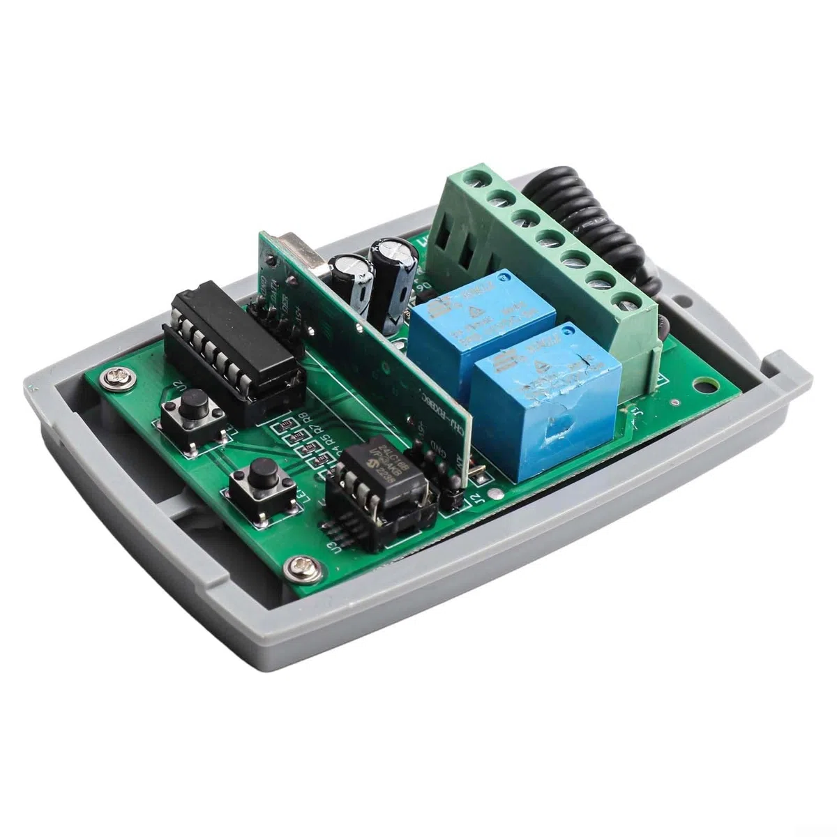 43392MHz Receptor de interruptor de control remoto inalámbrico de 2 canales 12 24 V para abridor de puerta de garaje Código fijo compatible con hasta 400 controles remotos Rendimiento estable