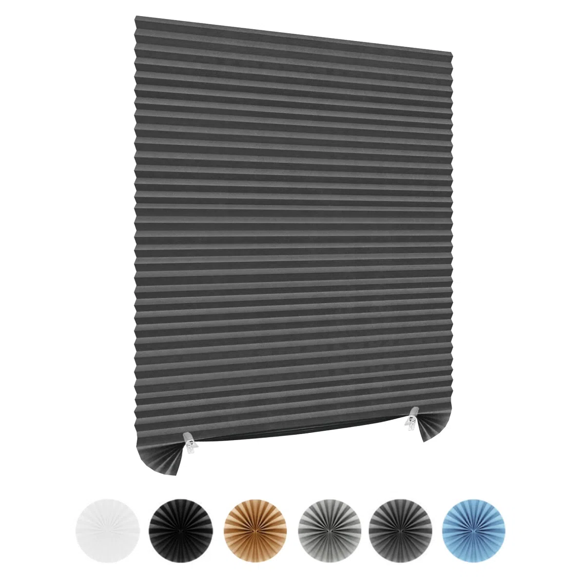 Persianas sin taladrar, tela no tejida, cortada a medida, opacas, térmicas, fáciles de ajustar, autoadhesivas, plisadas, temporales, con clip, para ventanas, puertas de patio, cocina, baño, dormitorio