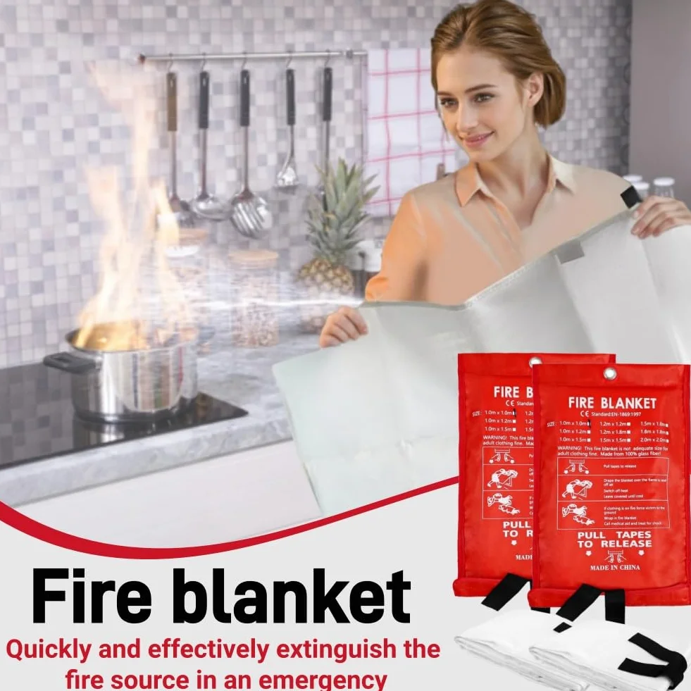 Manta Ignifuga Apaga Fuegos Cocina,2pcs Manta Ignífuga de Fibra de Emergencia,Manta Ignifuga,Mantas de Fuego de Fibra de Vidrio de Emergencia,Manta Ignifuga de Fibra de Vidrio,1*1m