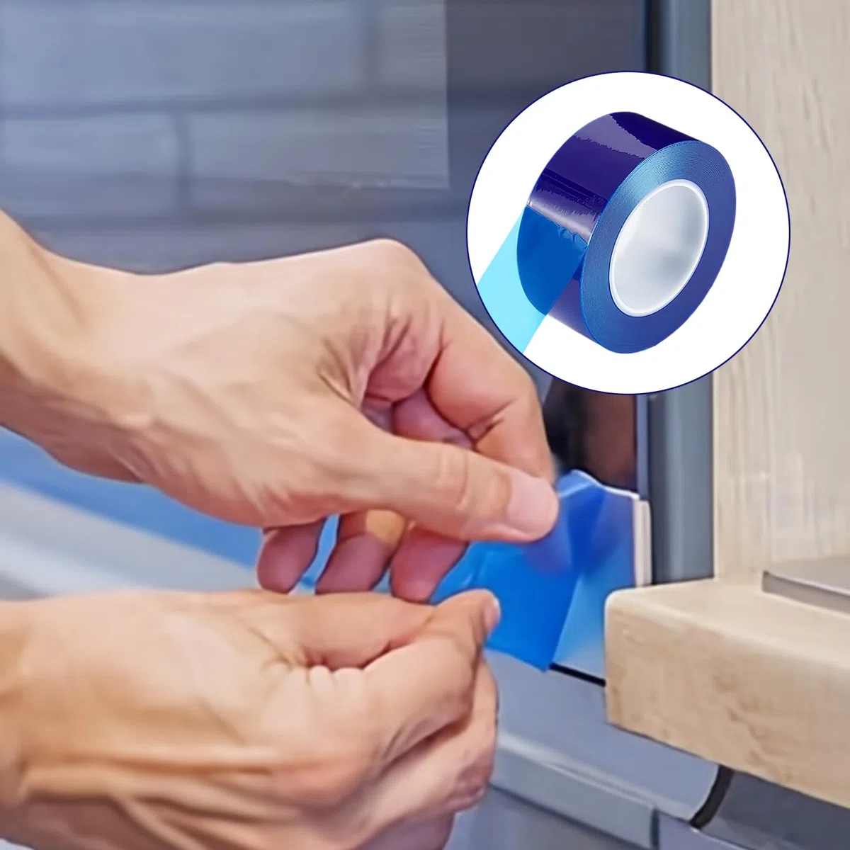 Cinta de Película Protectora, 0,05 mm Espesor Película Protectora, 5cm X 200m, PE Azul Cinta de Película Protectoras Removible, para Protección de Aparatos