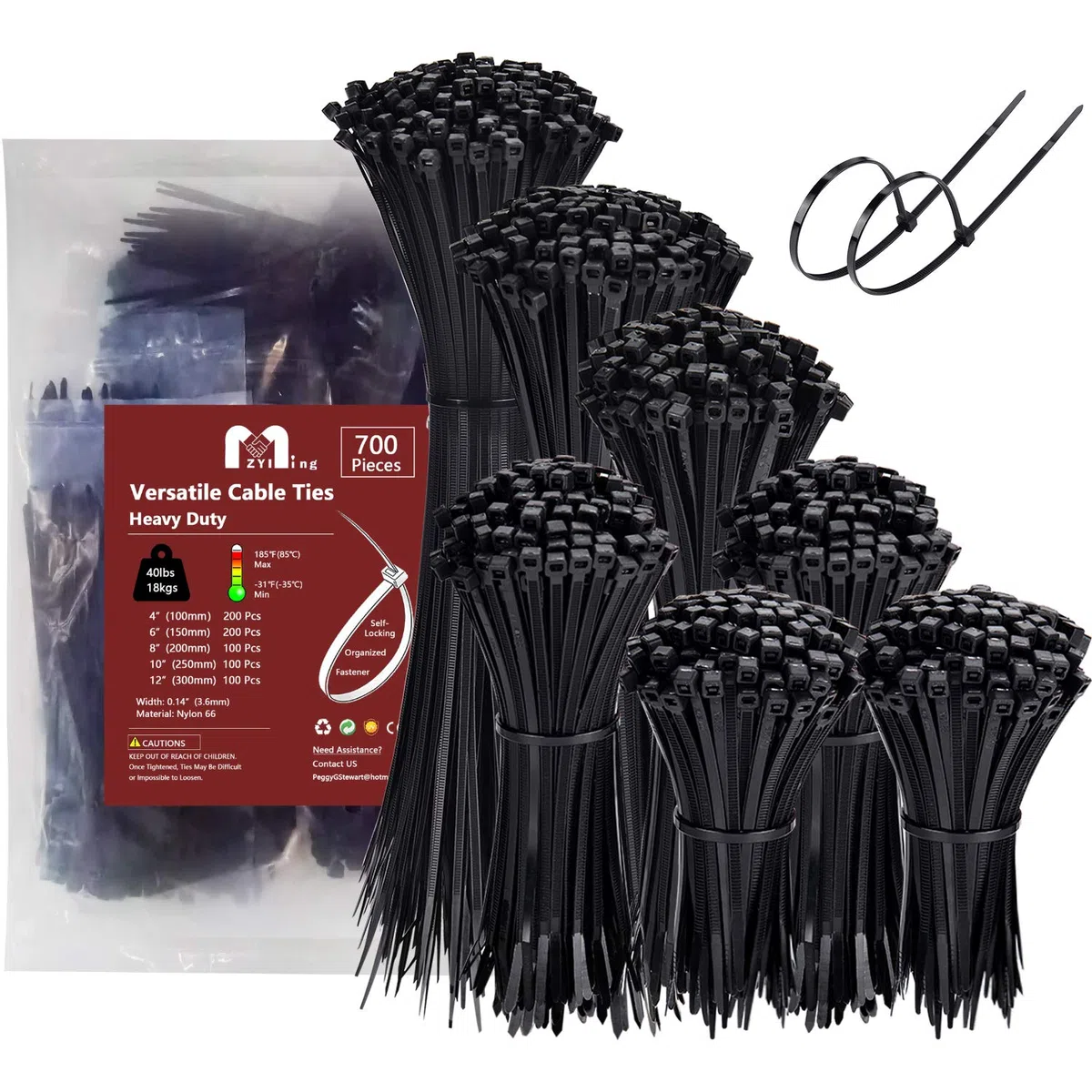 Bridas Plastico 700 Piezas Pequeña, Bridas Negras Varios Tamaños 300/250/200/150/100 mm x 3.6 Abrazaderas Plastico Sujetacables Nylon Brida Resistentes UV Electricista Industriales Exterior