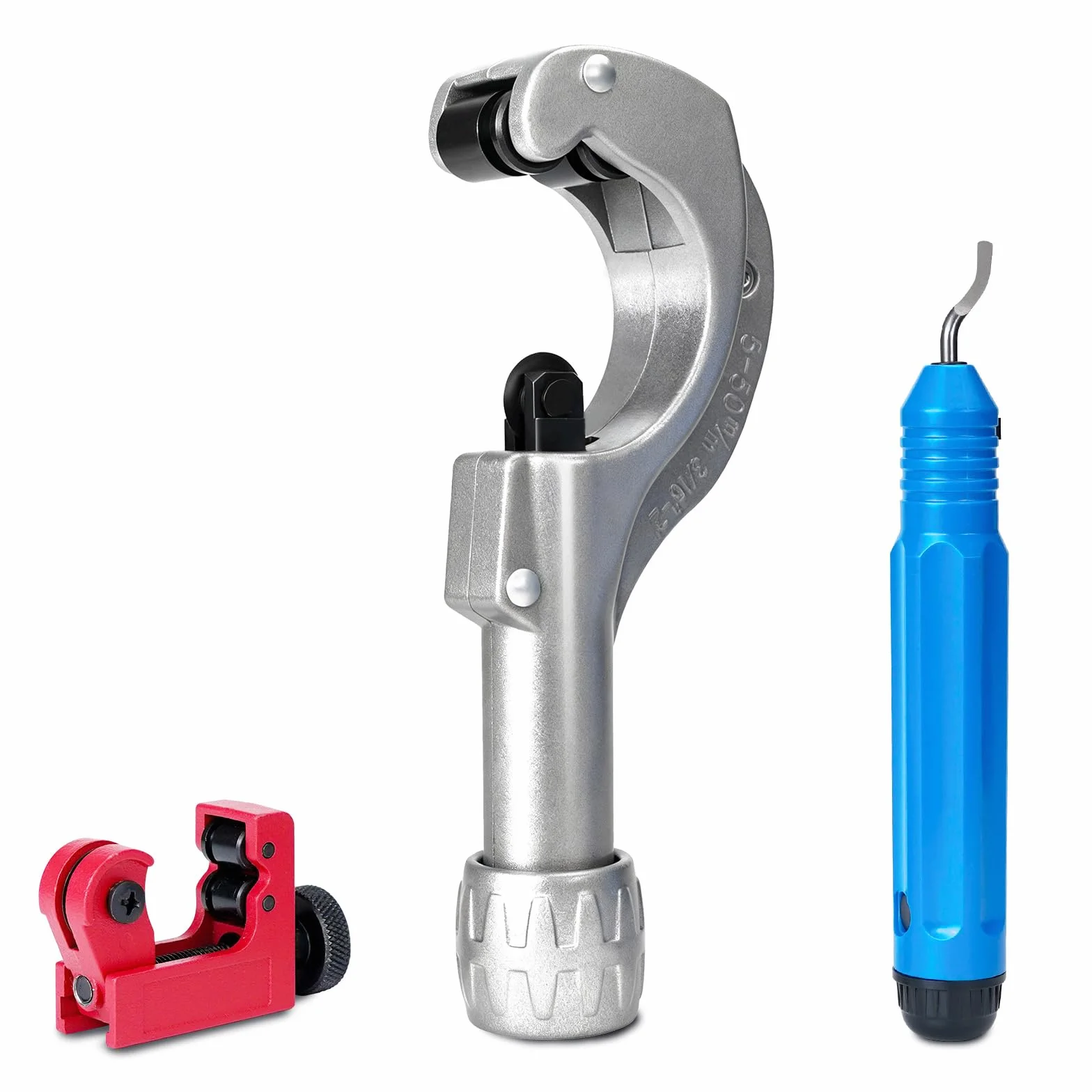 HYCHIKA Cortatubos 3-50 mm / 0.1-2" con Desbarbador: Cortatubos Cersátil para Todos los Metales Comunes, Como Cobre, Aluminio y Acero, Así Como para Tubos Compuestos