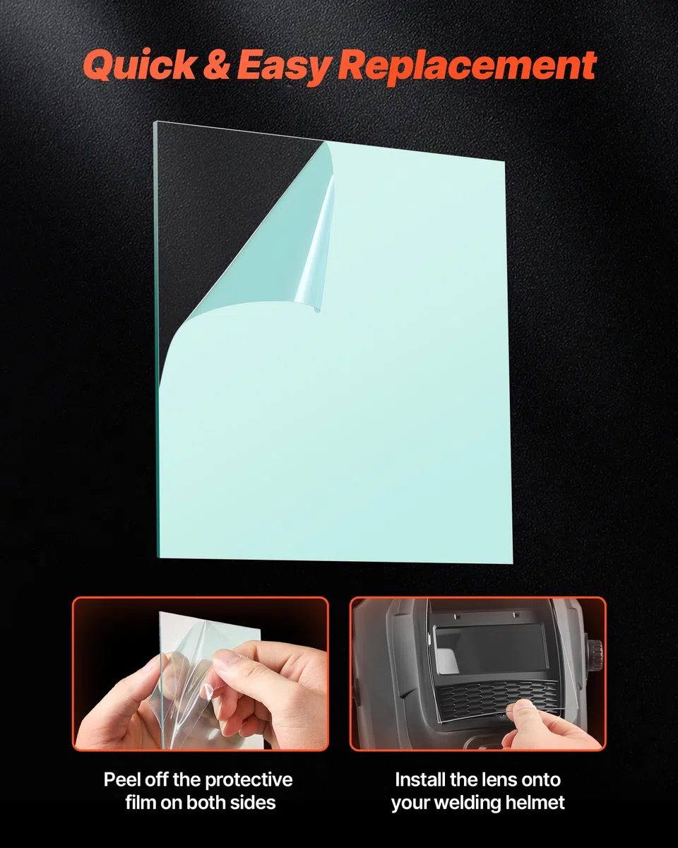 VEVOR Lente Protectora Exterior para Casco de Soldadura, 20 Unidades, 121 x 118 x 0,9 mm, de PP, Cristal Transparente, contra Salpicaduras y Altas Temperaturas, Confiable para Su Rostro y Ojos