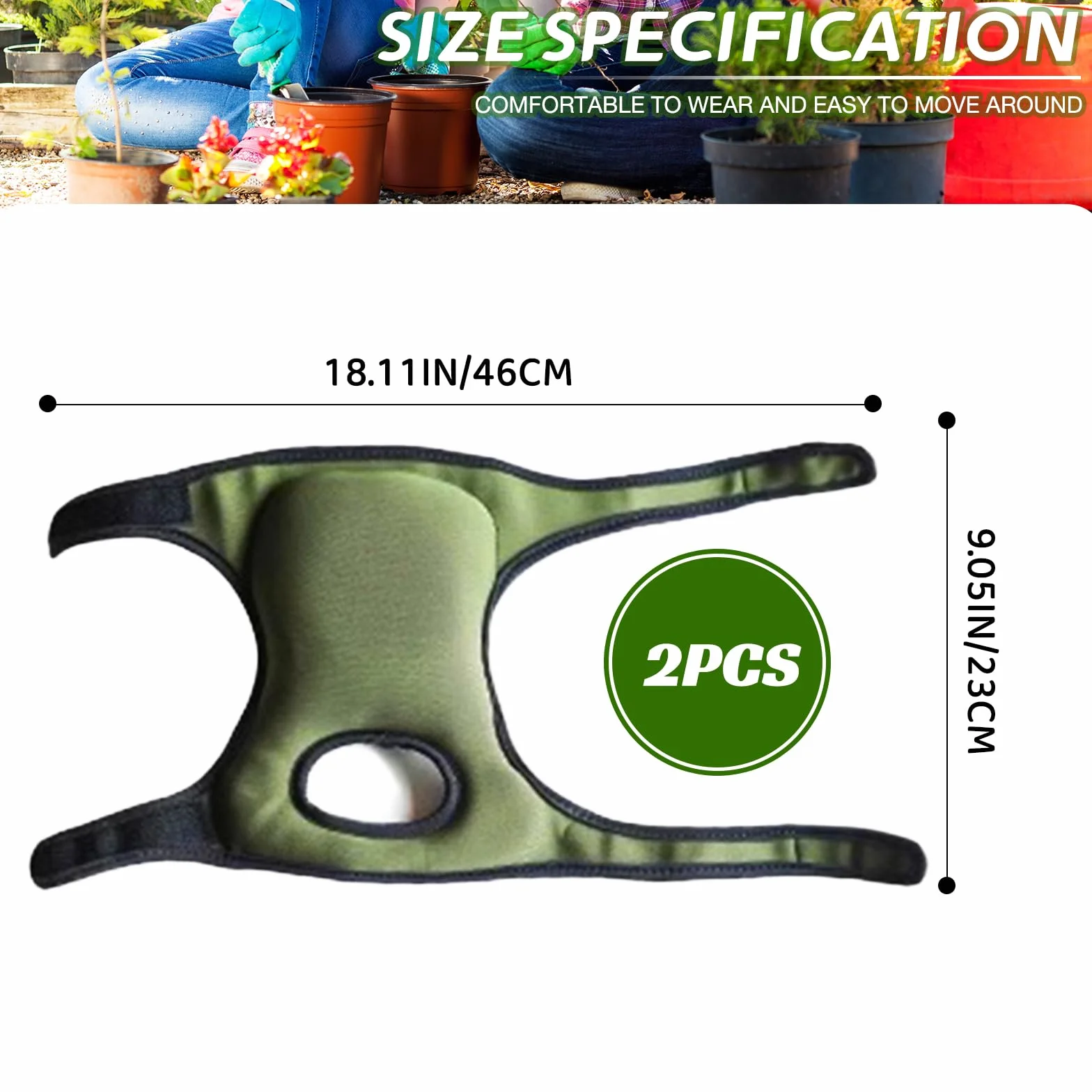 Rodilleras de Jardinería Ajustables, Protector de Rodilla para Jardín, Limpieza y Mantenimiento, Verde