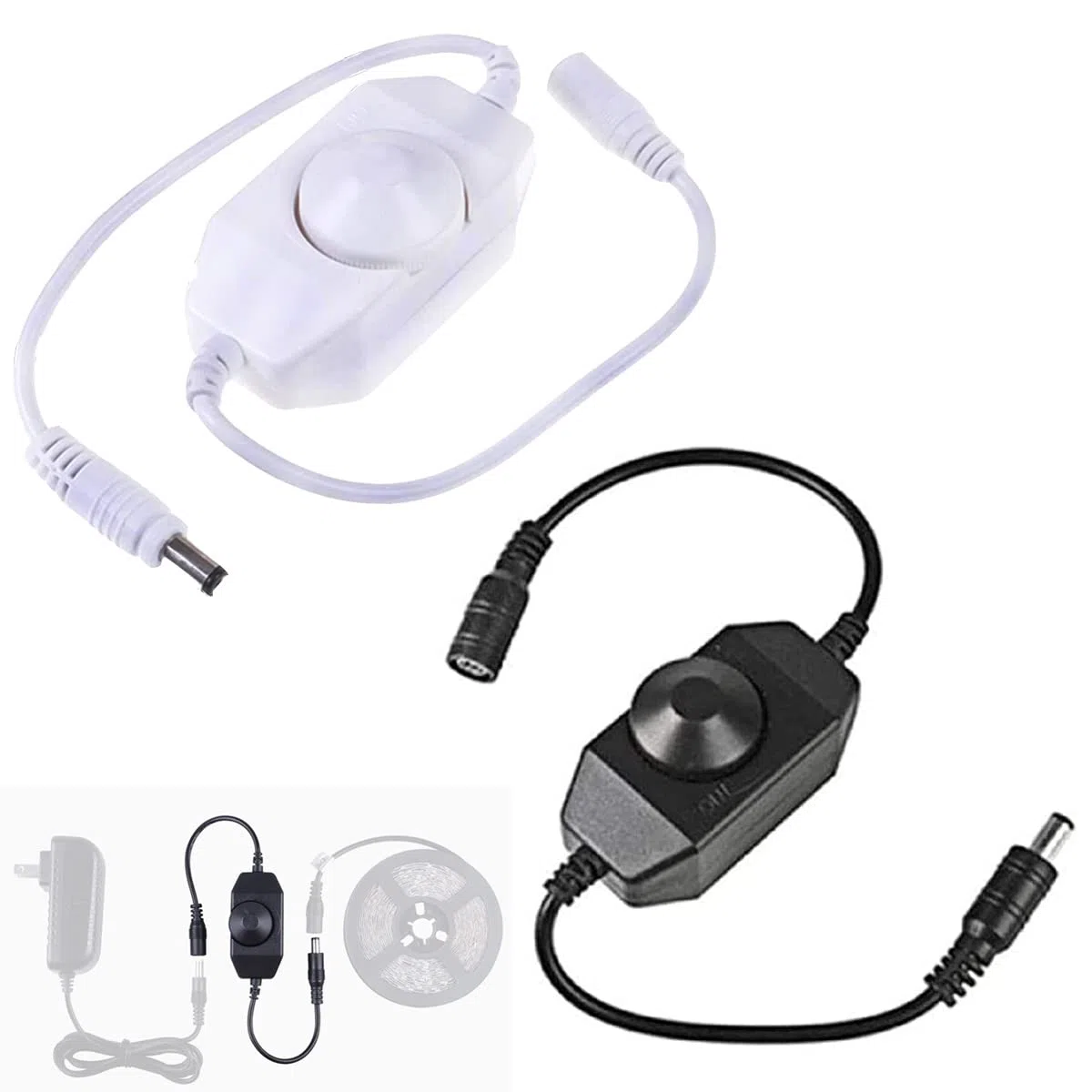 2 Uds., Tira de Luces LED Con Regulador de Intensidad, DC12V-24V, PWM, Controlador de Atenuación Giratorio Para Cuerda de Luz 3528 5050 5630