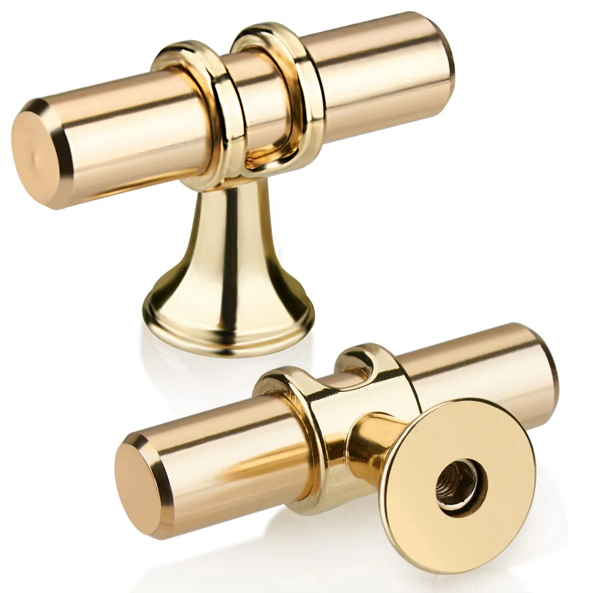10 Piezas Dorado T Tiradores Cajones, Moderna Tirador Puerta Armario Solo Agujero Aleación de Zinc Sturdyy Tiradores Armarios Cocina Para Cajones Muebles Dormitorio Baño Con Tornillos