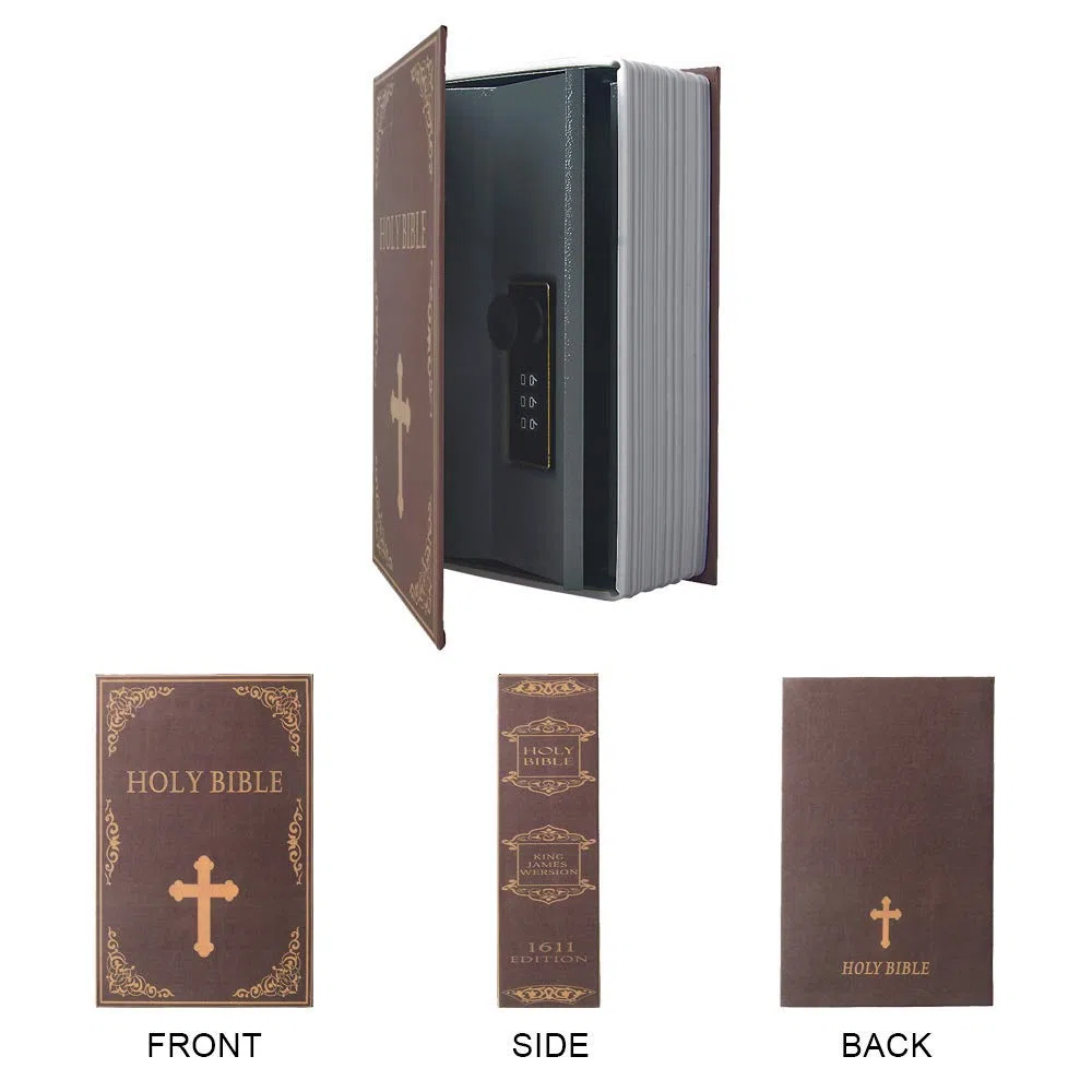 Caja fuerte oculta en forma de libro con cerradura de combinación/redirección de llaves (cerradura de contraseña, Biblia)
