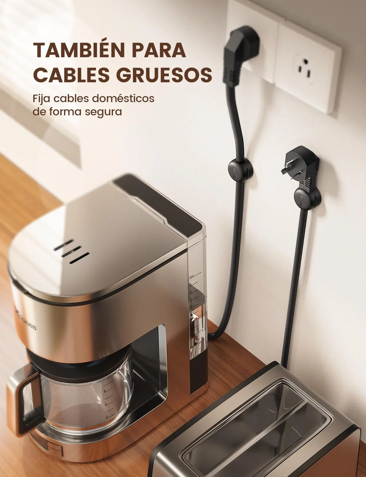 Lamicall [6 Piezas] Clip de Cable de Resorte - [Super Mini & Ahorro Espacio] Organizador Cable Autoadhesivo Sin Residuos, Clip Cable para HDMI, USB, PC, TV, Hogar, Cocinas, Oficina, (8mm) - Negro