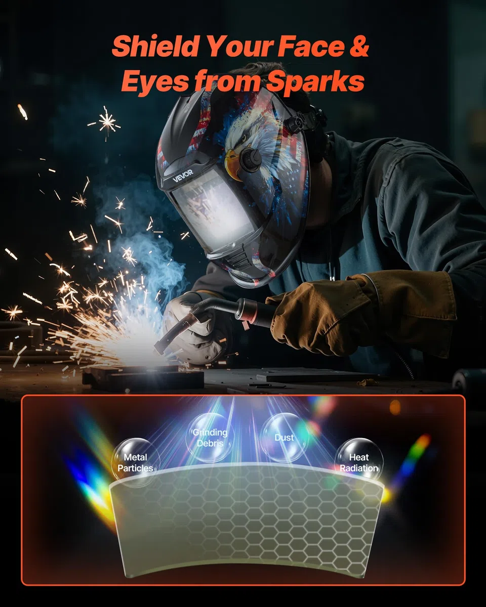 VEVOR Lente Protectora Exterior para Casco de Soldadura, 20 Unidades, 121 x 118 x 0,9 mm, de PP, Cristal Transparente, contra Salpicaduras y Altas Temperaturas, Confiable para Su Rostro y Ojos
