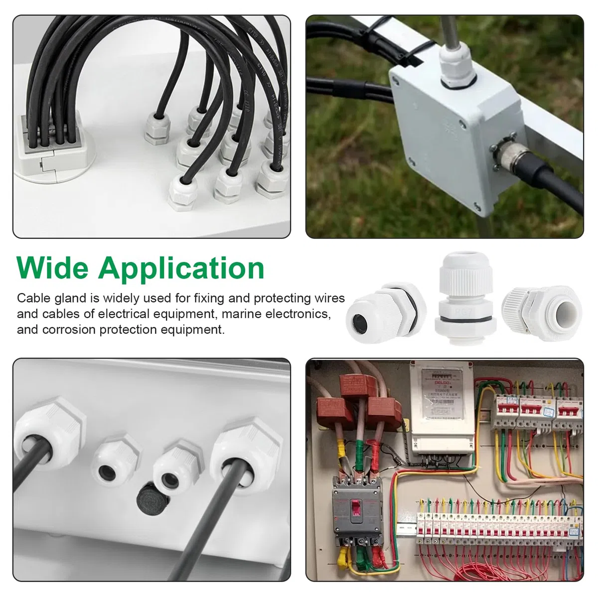 20 unidades PG7 impermeable de cable, atornillado de cable, resistente al agua, juego de glándulas de cable ajustables, glándulas de cable de nailon, color blanco
