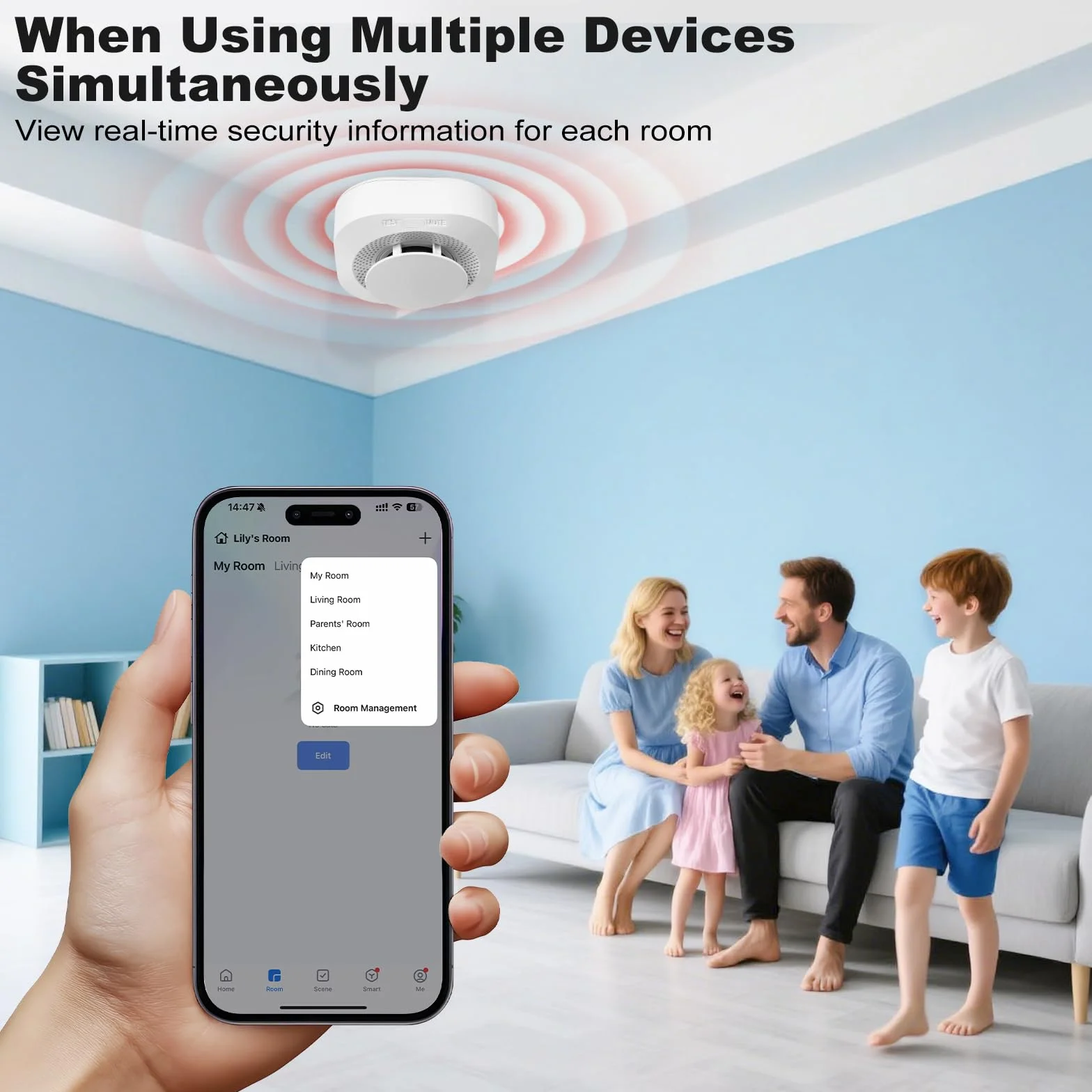 Detector de Humo Wi-Fi con Batería de 10 Años, App y Montaje Magnético, 1 Pieza