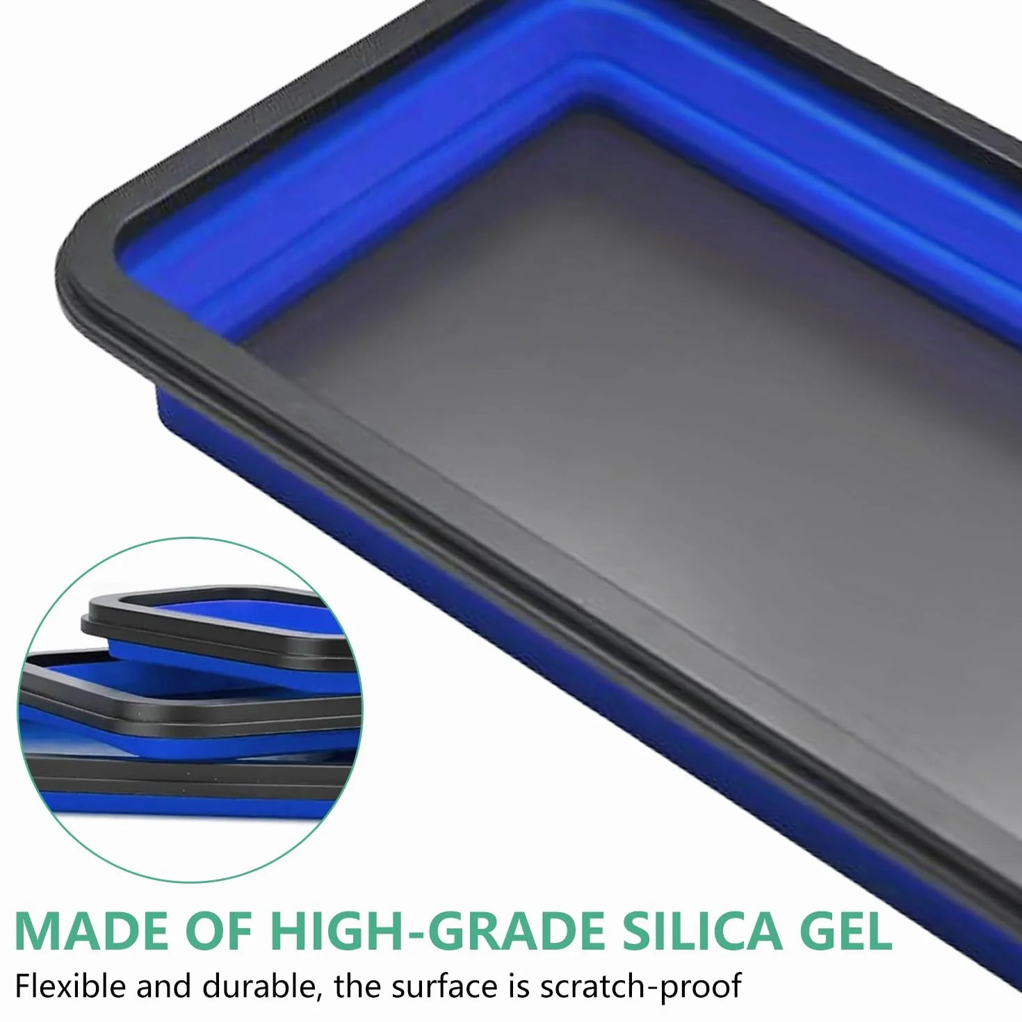 3 Piezas Bandeja Magnética de Silicona, de Fijación Magnética, Organizador de Tornillos y Herramientas Taller Mecánico, Plegable con Fuerte Imán, Hecha para Tornillos, Tuercas y Piezas Pequeñas, Azul