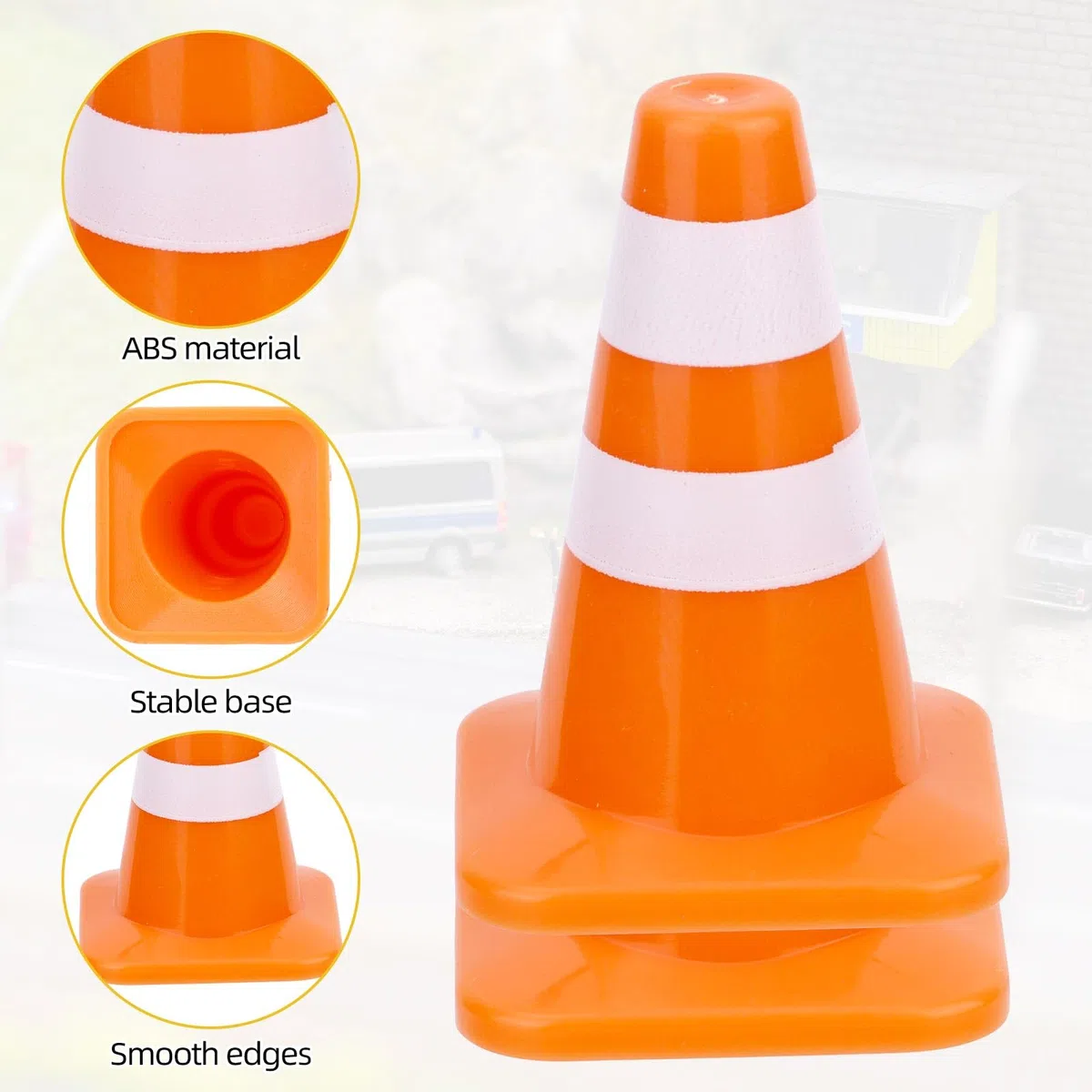 16 Uds Mini Conos de Tráfico, Pequeños Conos Seguridad para Construcción 3,5cm Señales Precaución Diminutas Mini Señales de Seguridad Vial Barricadas para Escenas Callejeras en Miniatura