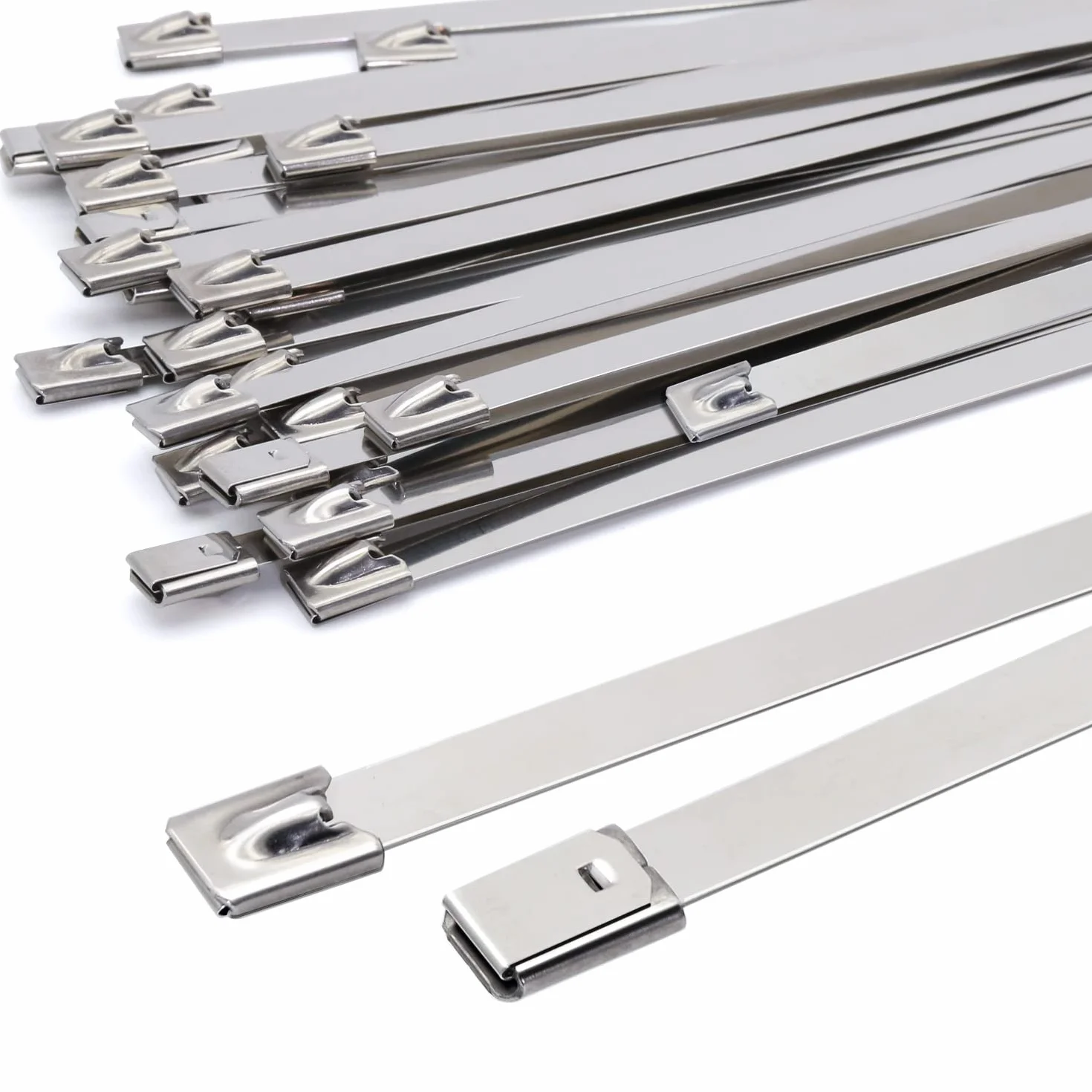 Bridas Metálicas Grandes 500 x 7.9 mm, Brida de Acero Inoxidable Abrazadera Metálica para Tubos - Resistencia a la Tracción 120 Kg | 30 Piezas Plateadas
