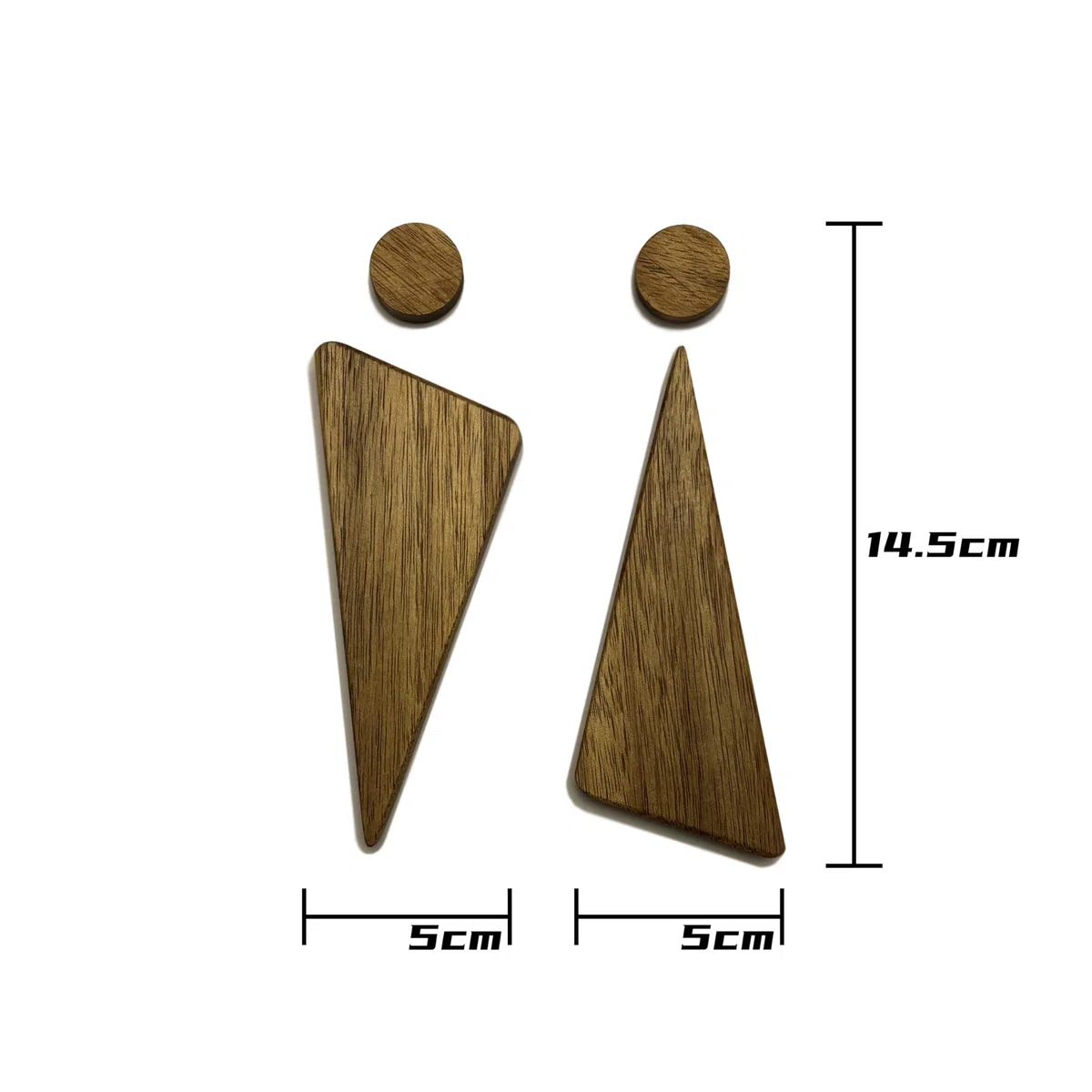 Cartel Baño Madera Autoadhesivo Señal WC Hombres Mujeres Set 2 | Elegante madera de nogal: Placa adhesiva chic para baño, oficina o bar. Diseño moderno para hombre y mujer en pack de 2.