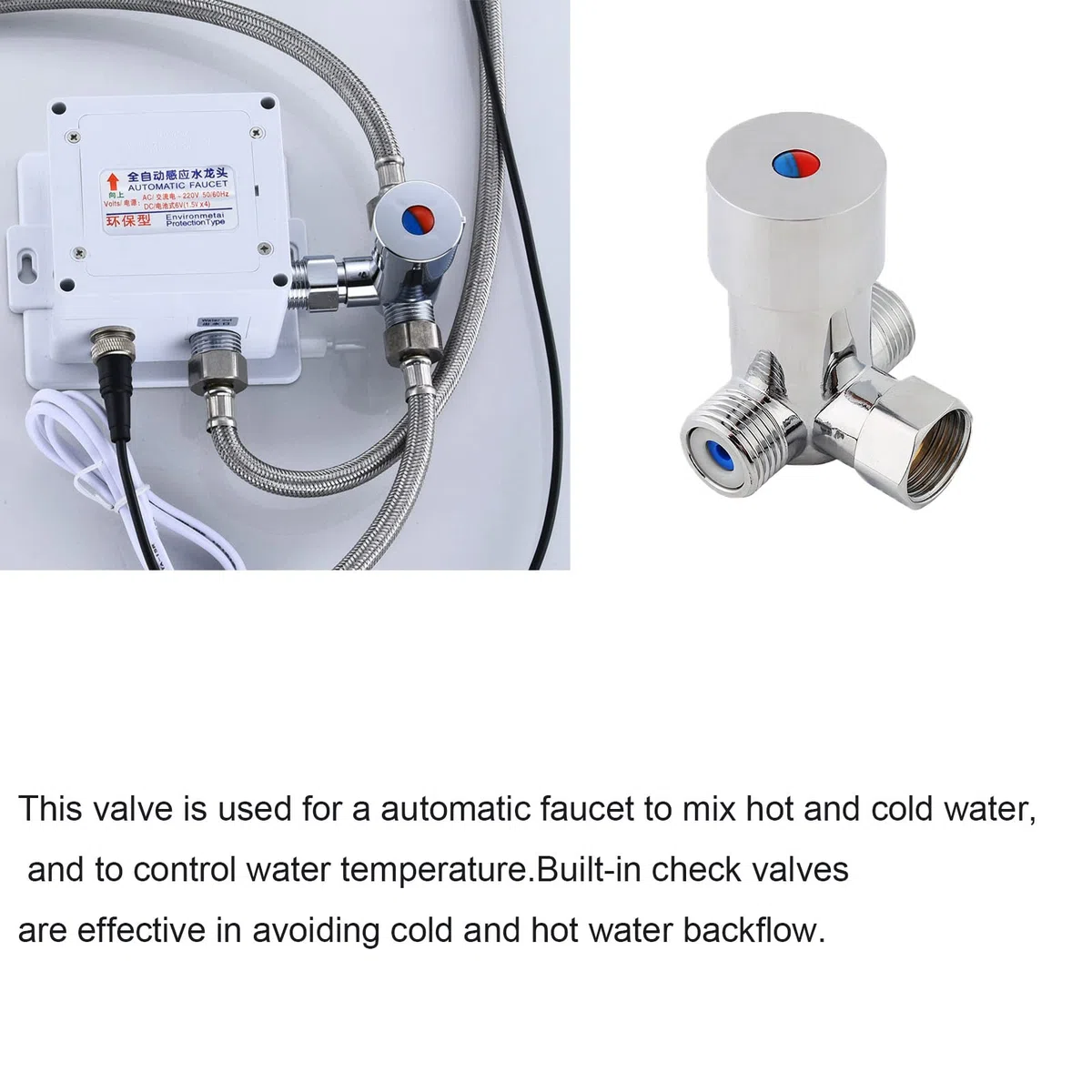 Válvula mezcladora de agua fría y caliente G1/2 mieszacz do wody válvula mezcladora termostática automática con válvulas de retención, 20 m³/h para tuberías Wasserhahn Ventile